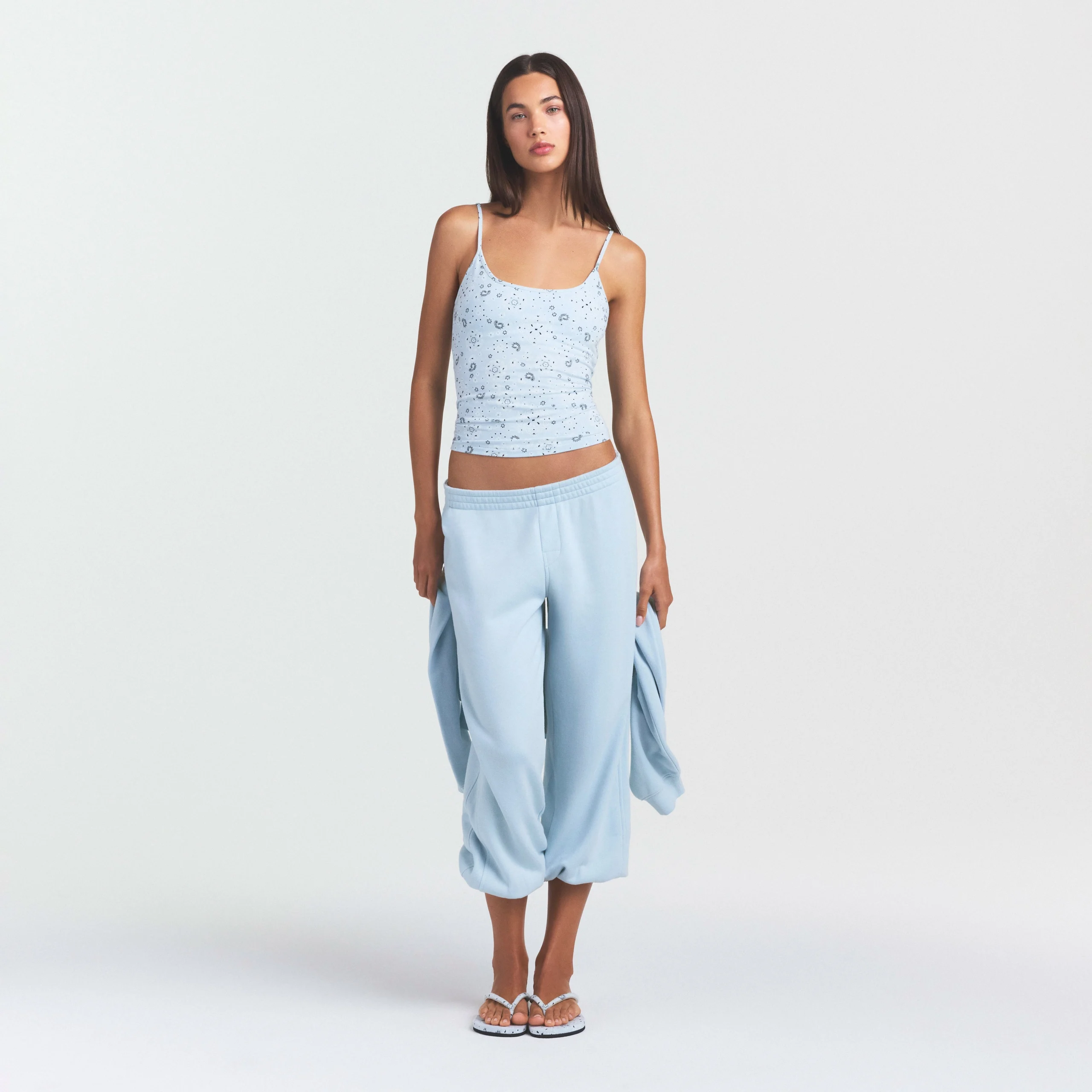 COTTON JERSEY SCOOP NECK CAMI | POWDER BLUE BANDANA - Image 4