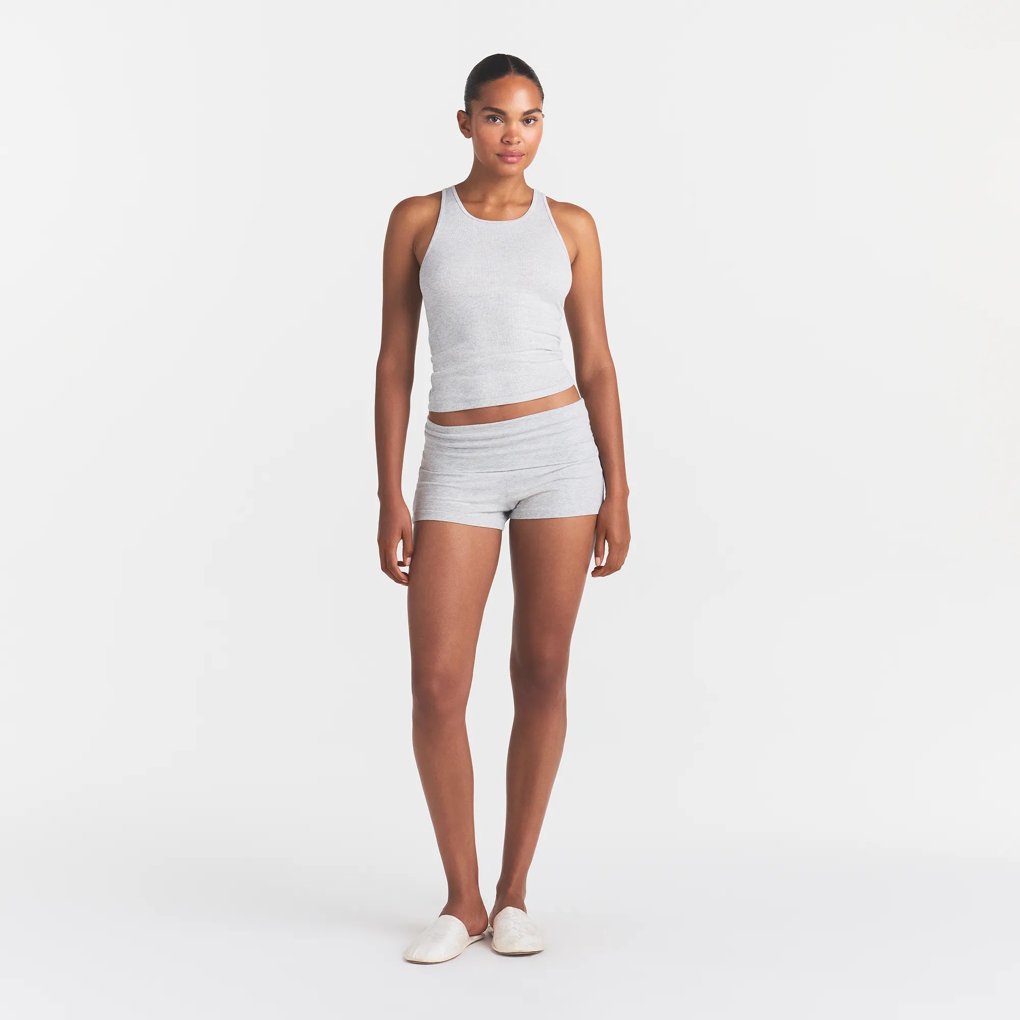 RIB SLEEP TANK | LIGHT HEATHER GREY - Image 2