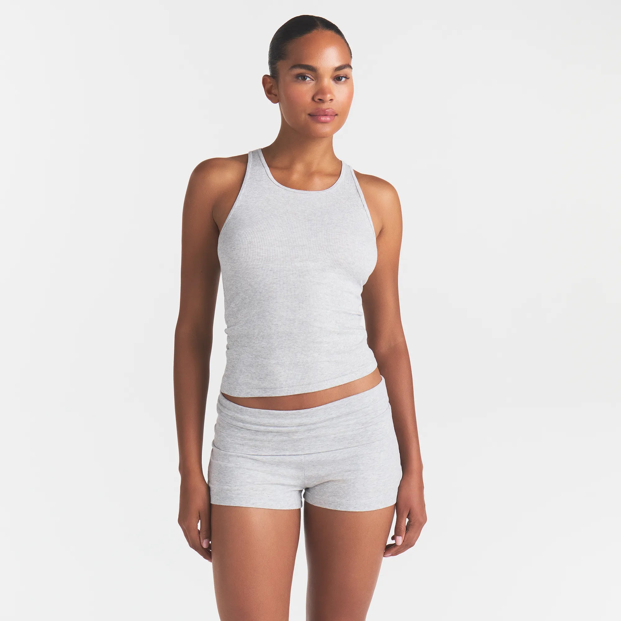 RIB SLEEP TANK | LIGHT HEATHER GREY - Image 3