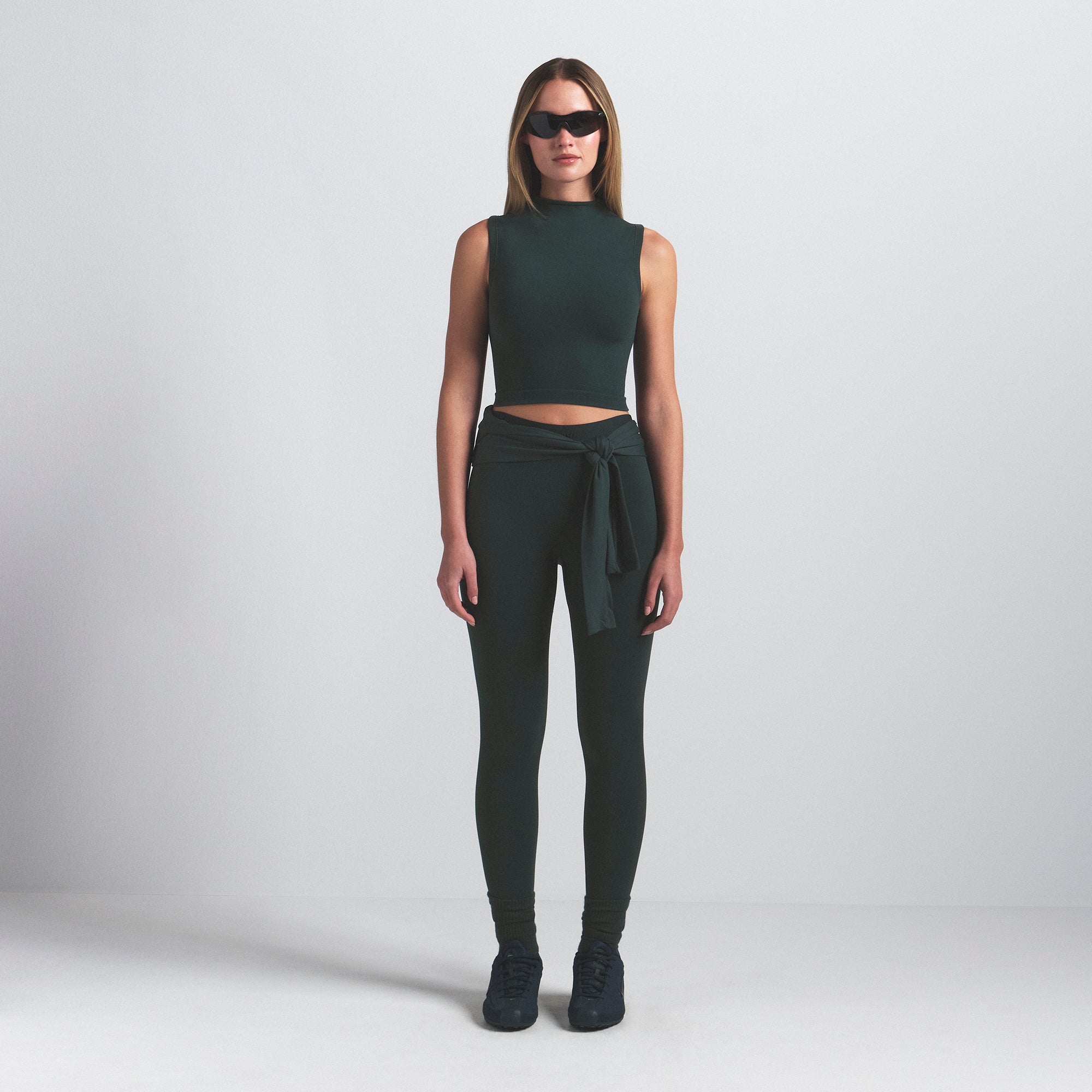 NikeSKIMS VINTAGE SEAMLESS MOCK NECK BRA TOP | DARK TEAL - Image 6