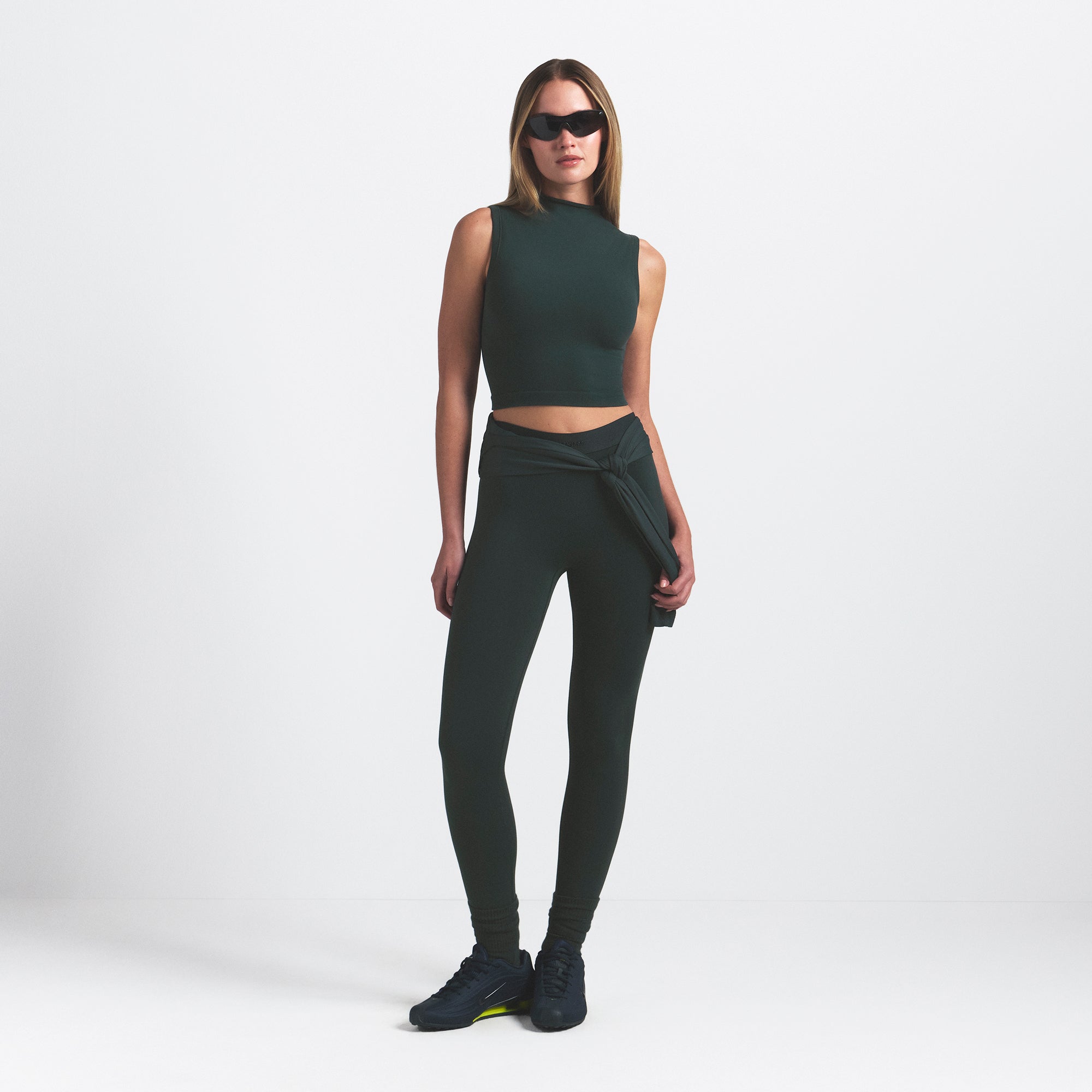NikeSKIMS VINTAGE SEAMLESS MOCK NECK BRA TOP | DARK TEAL - Image 2