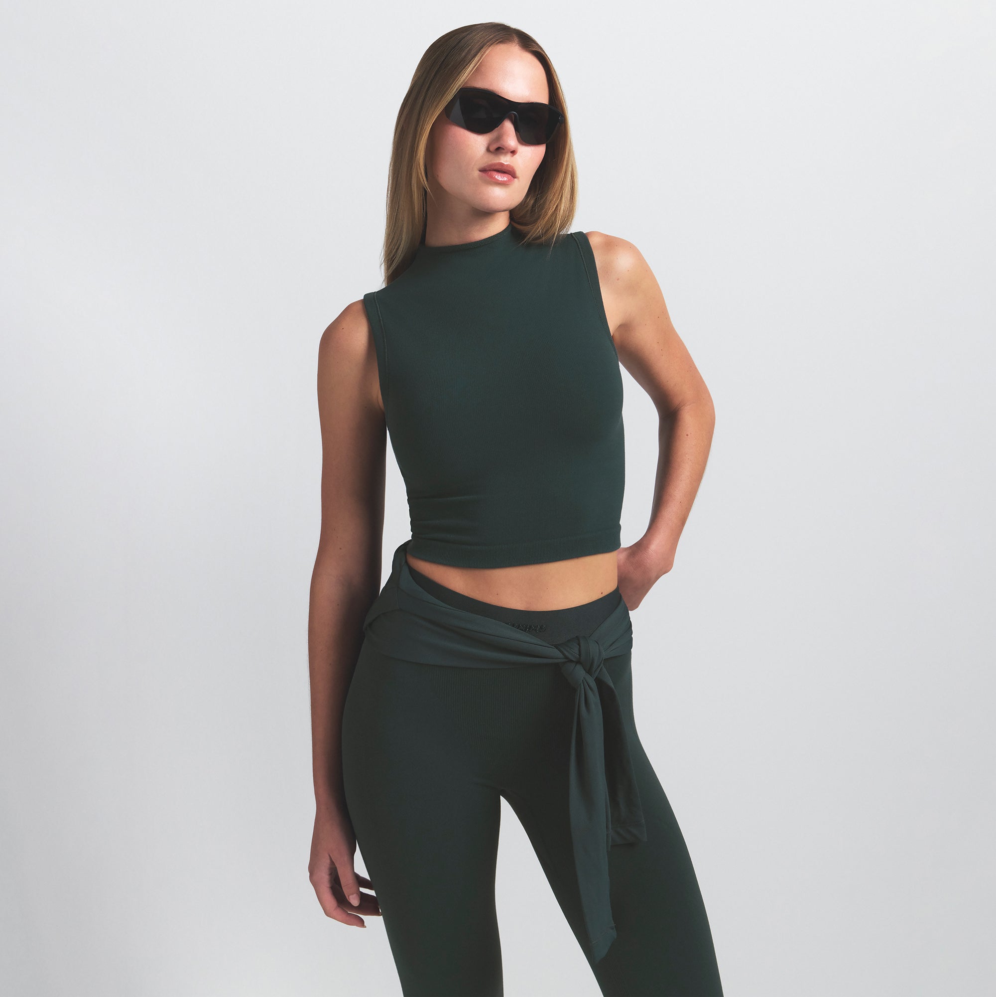 NikeSKIMS VINTAGE SEAMLESS MOCK NECK BRA TOP | DARK TEAL - Image 5