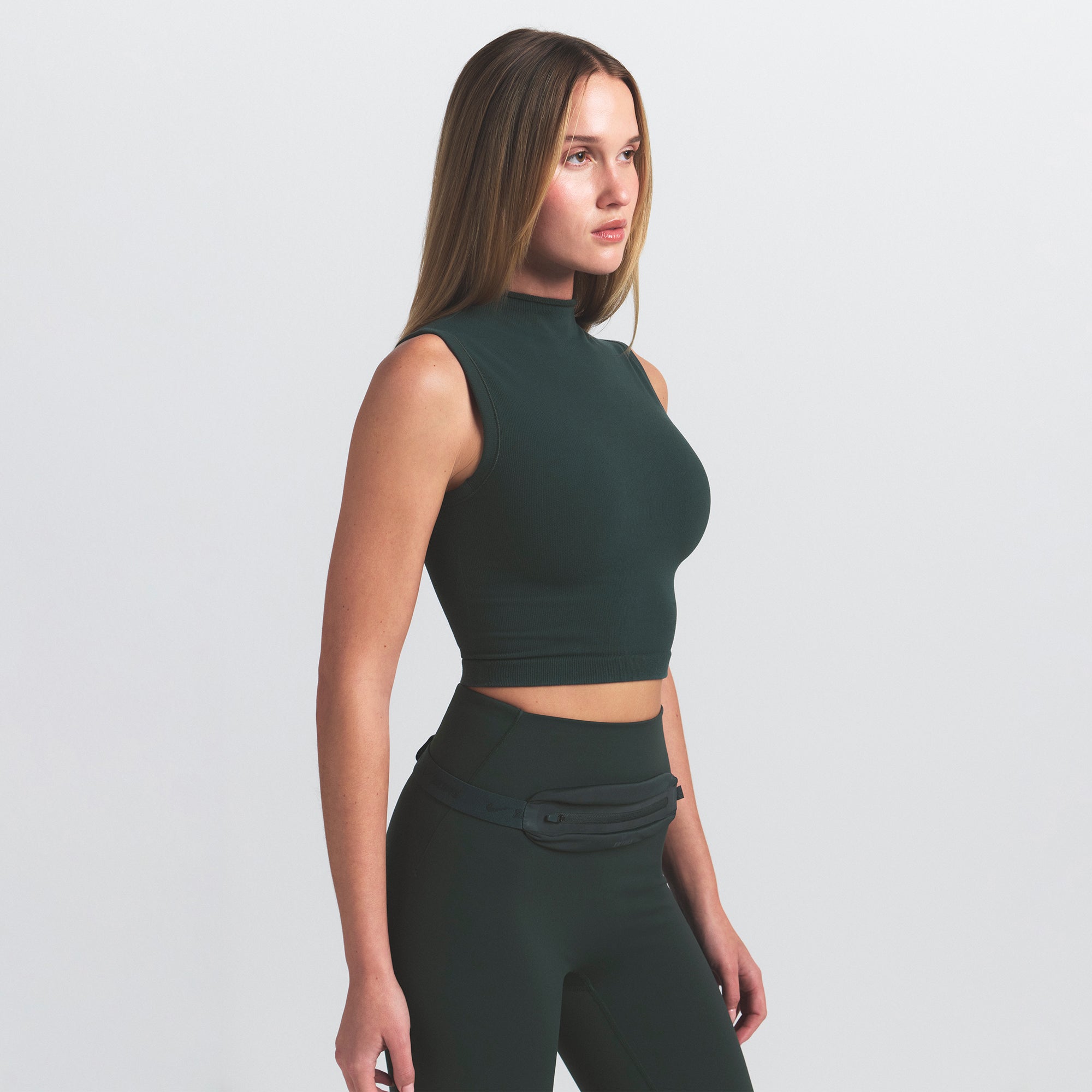 NikeSKIMS VINTAGE SEAMLESS MOCK NECK BRA TOP | DARK TEAL - Image 4