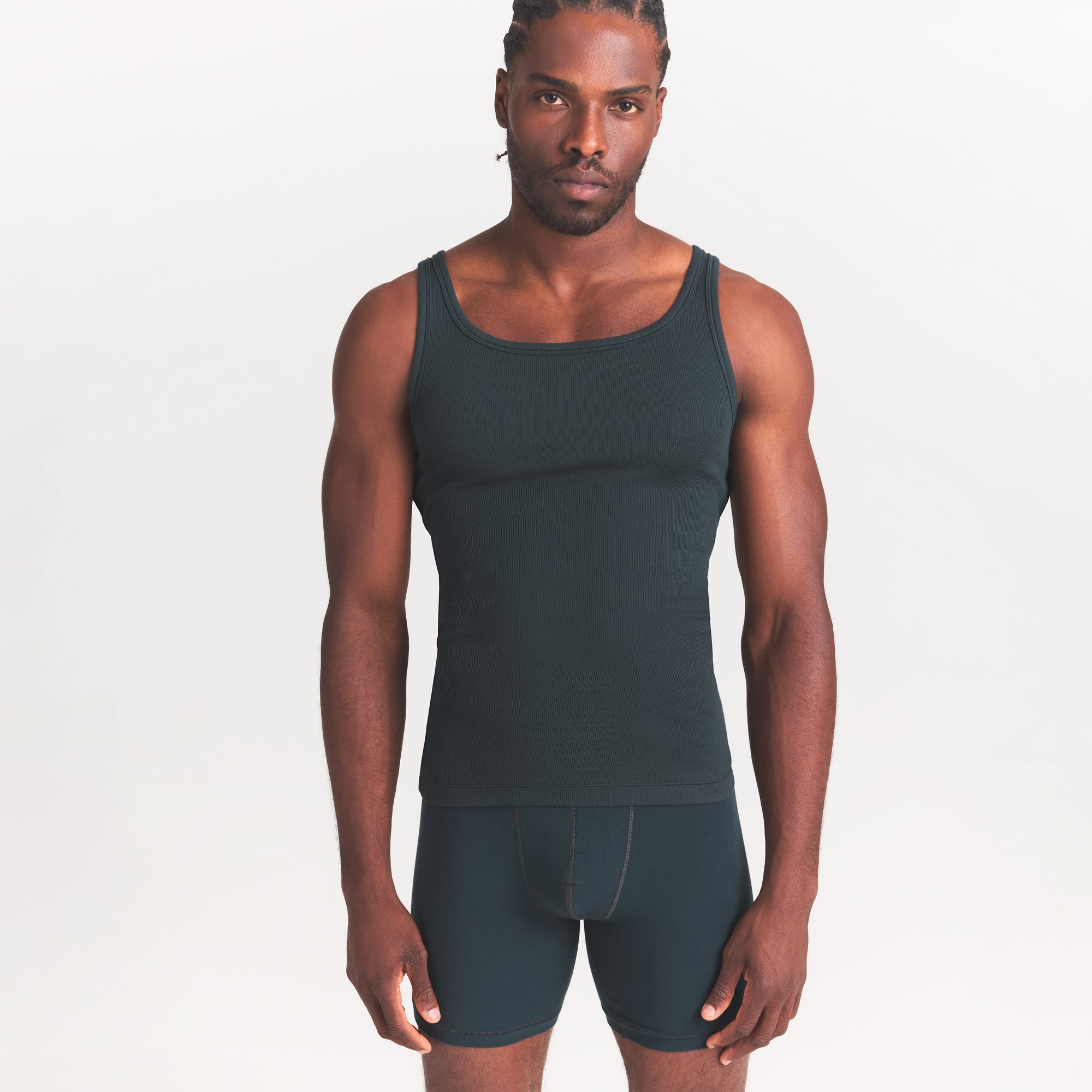 SKIMS COTTON MENS RIB TANK 3-PACK | VERDANT DARK SEPIA MULTI - Image 4