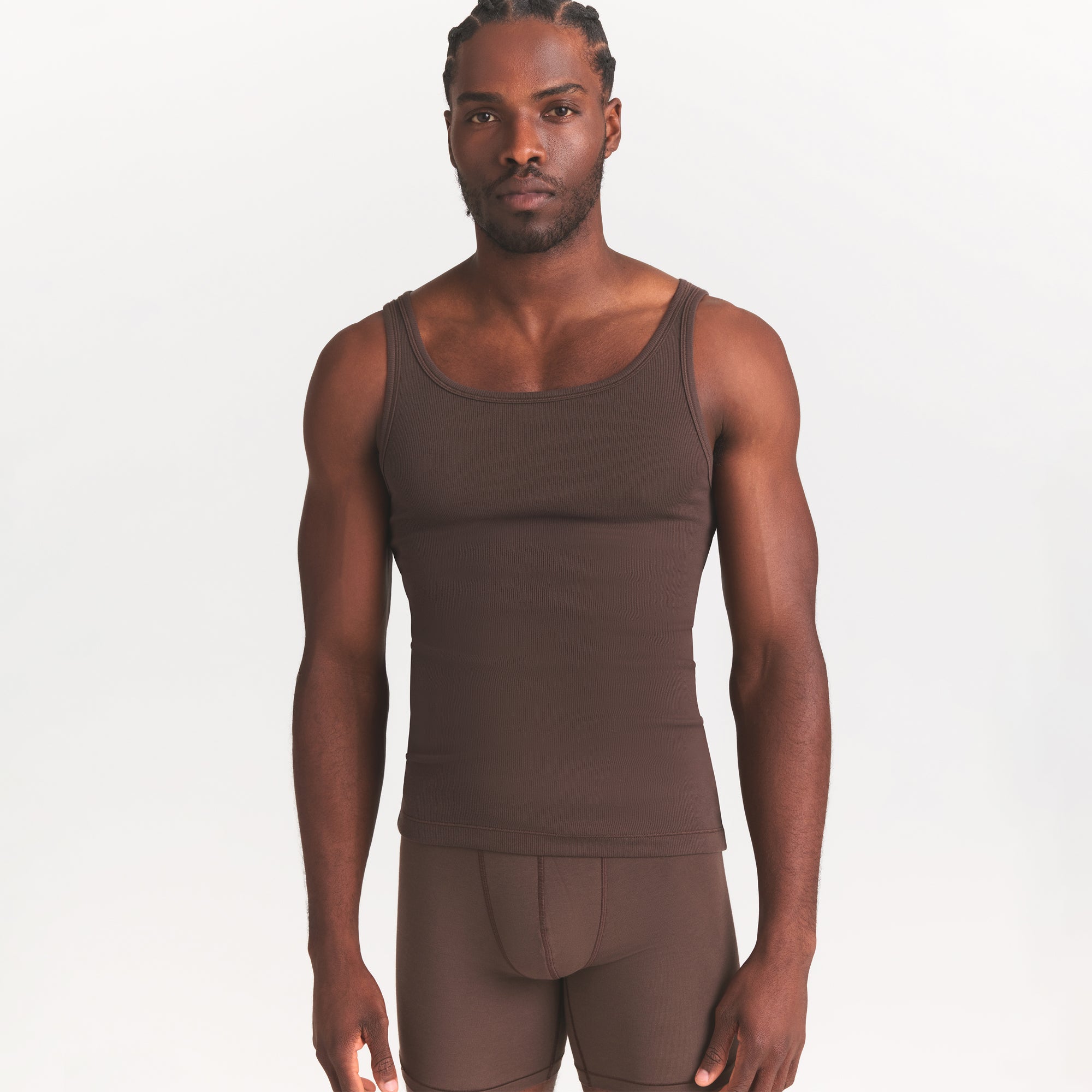 SKIMS COTTON MENS RIB TANK 3-PACK | VERDANT DARK SEPIA MULTI - Image 3