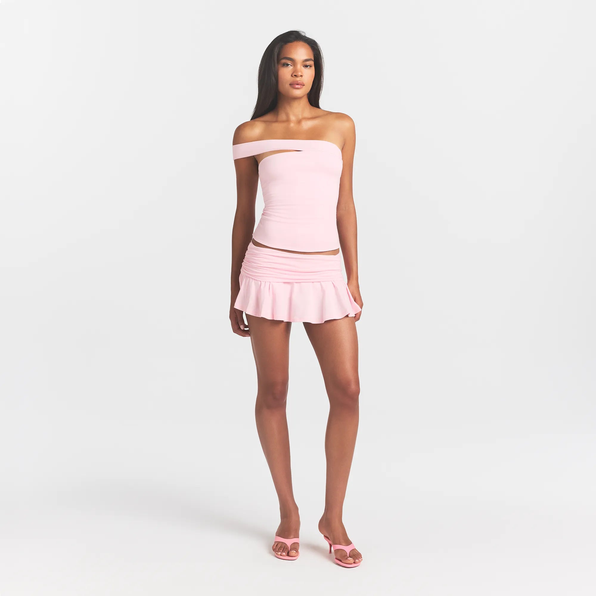 COTTON JERSEY ASYMMETRICAL TOP | CHERRY BLOSSOM - Image 2
