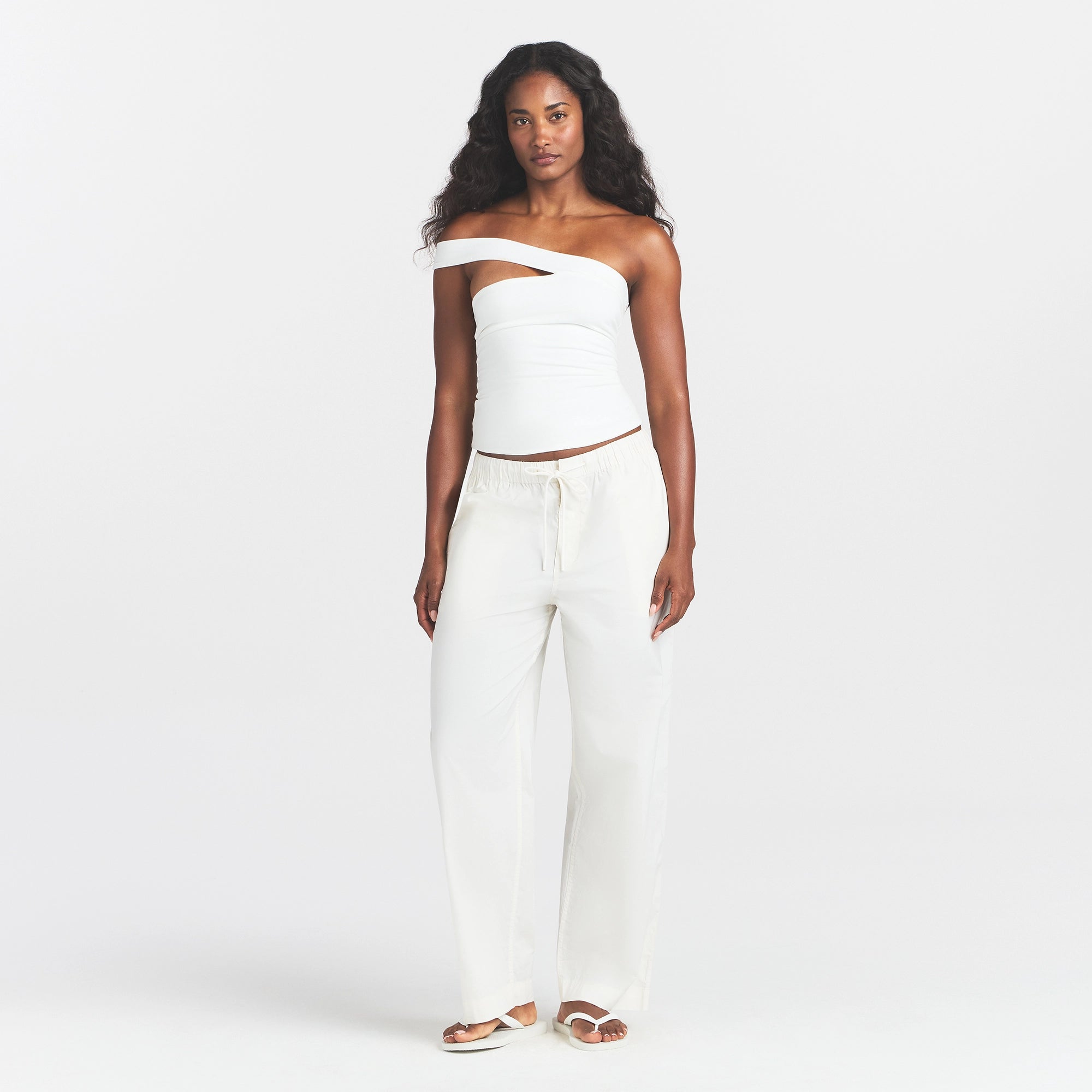 COTTON JERSEY ASYMMETRICAL TOP | MARBLE - Image 2