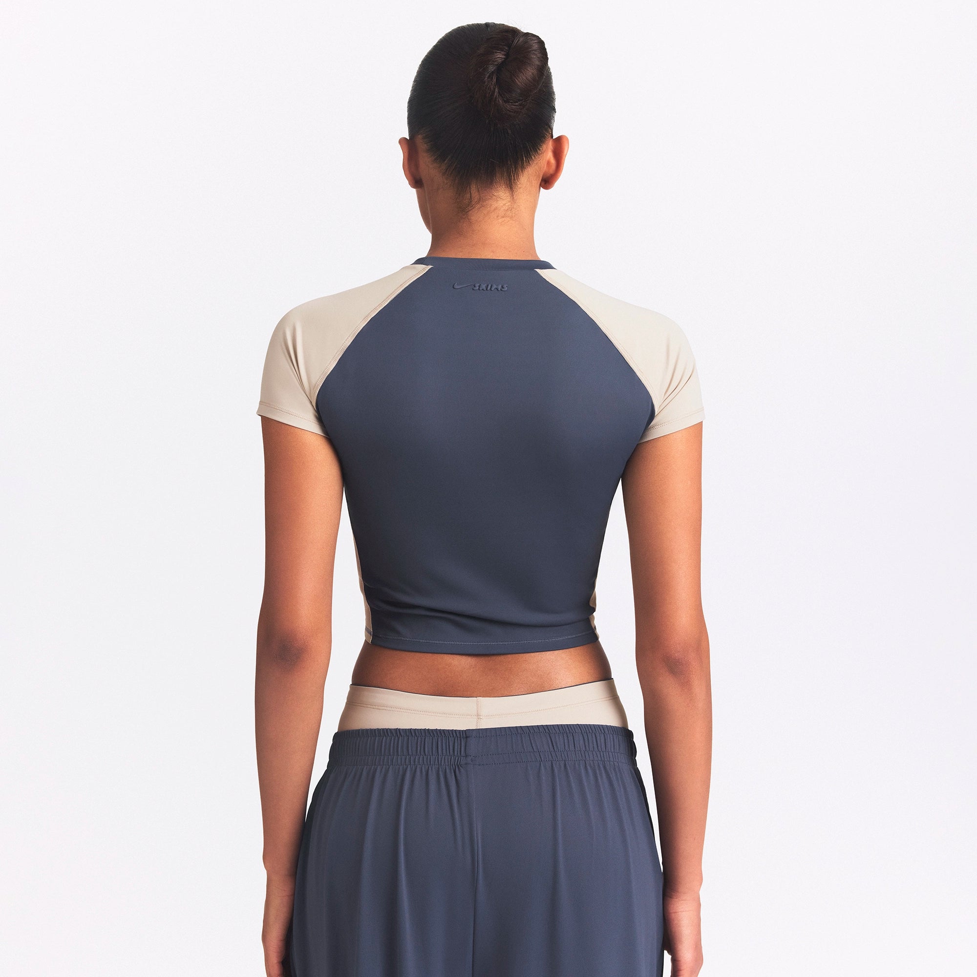 NikeSKIMS MATTE SHINE MIX CROPPED BABY T-SHIRT | DEEP ROYAL AND STONE - Image 4