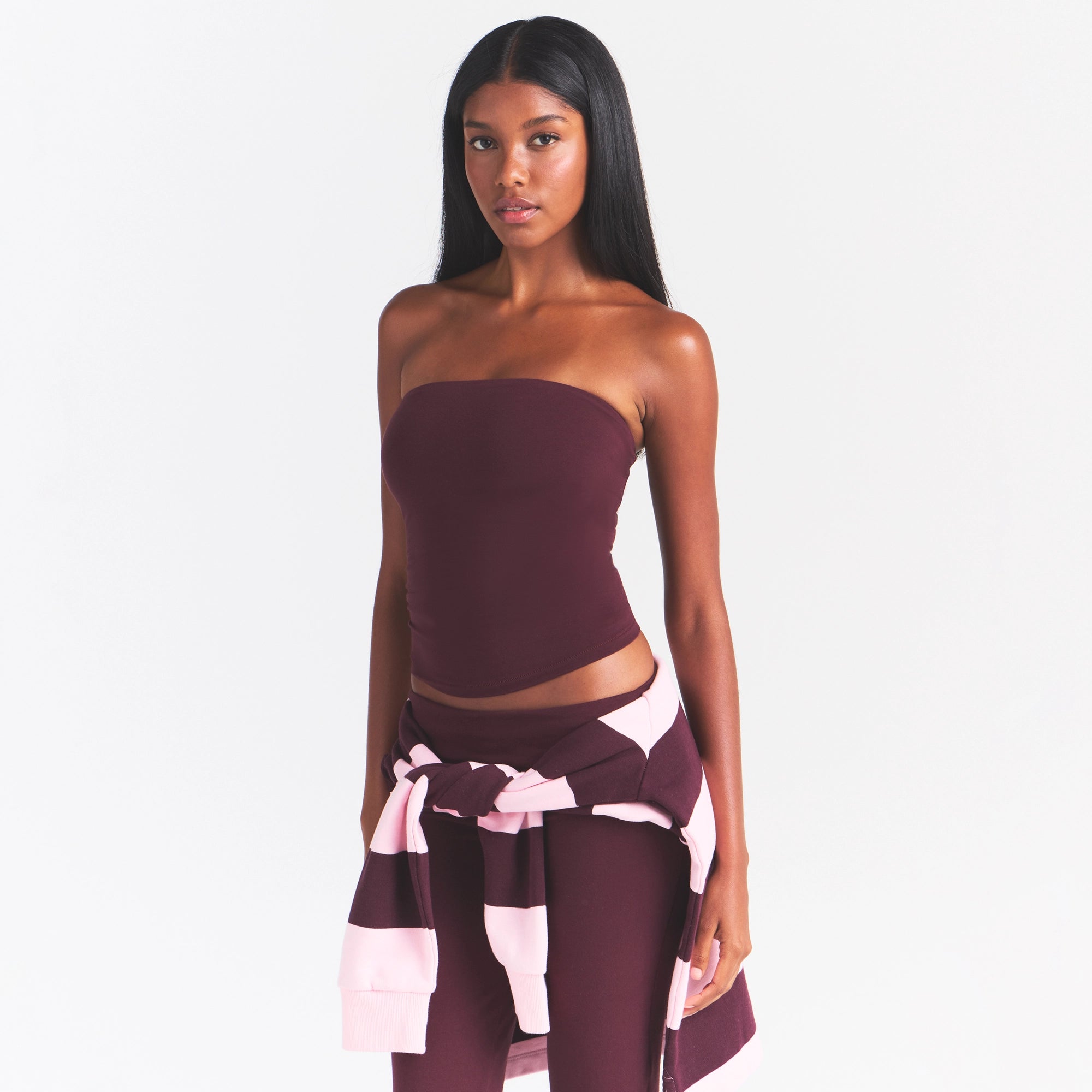COTTON JERSEY TUBE TOP | CURRANT - Image 3