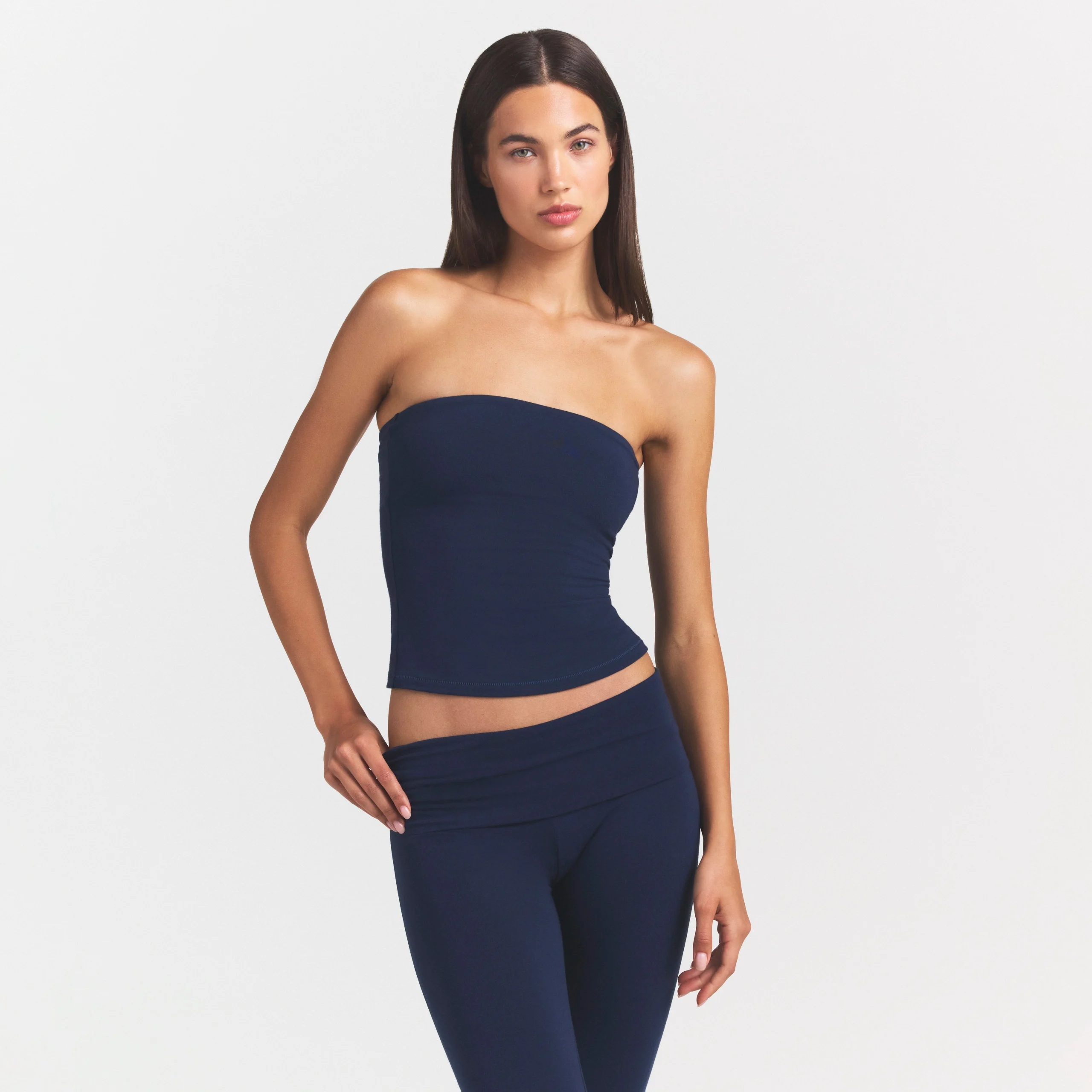 COTTON JERSEY TUBE TOP | NAVY - Image 3