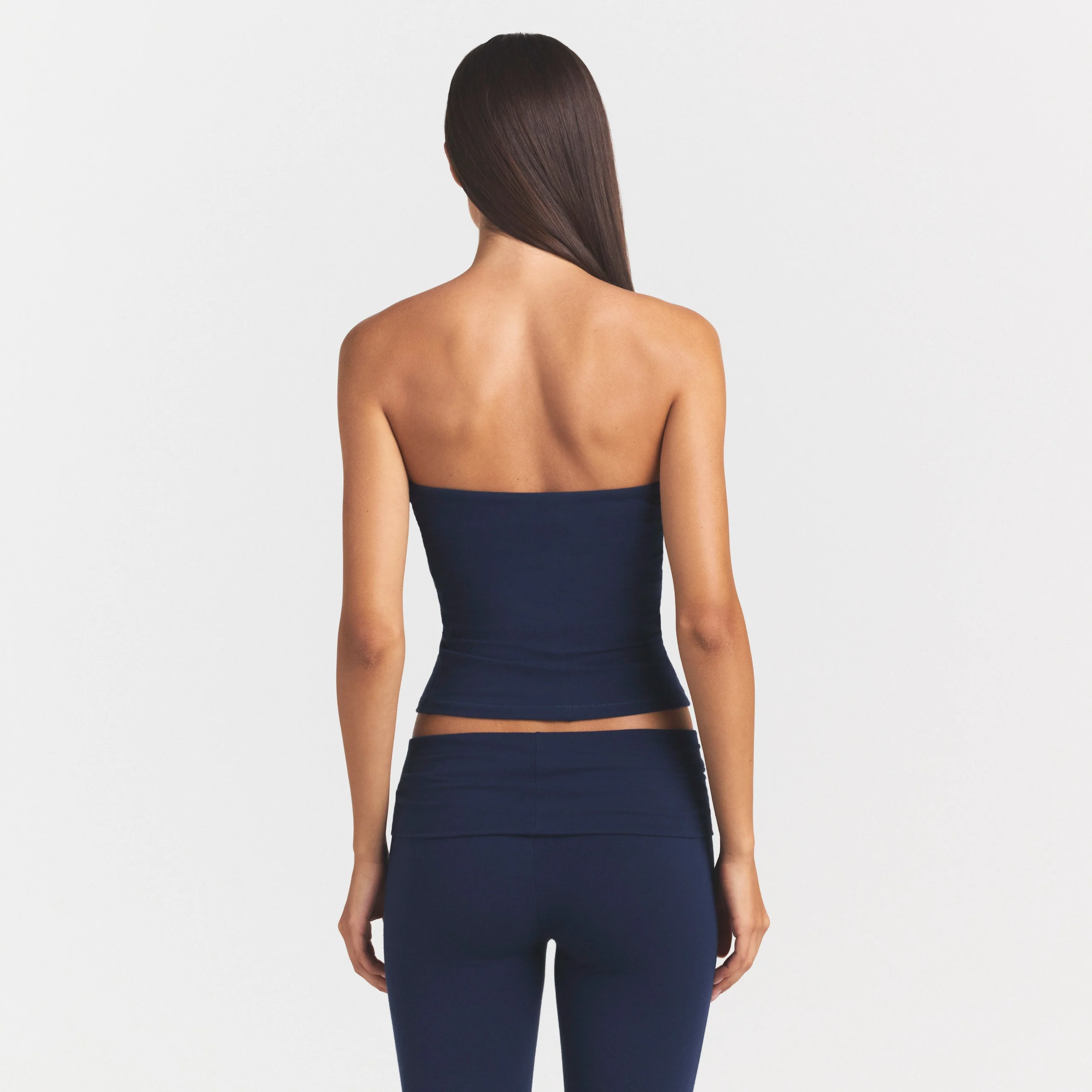 COTTON JERSEY TUBE TOP | NAVY - Image 4