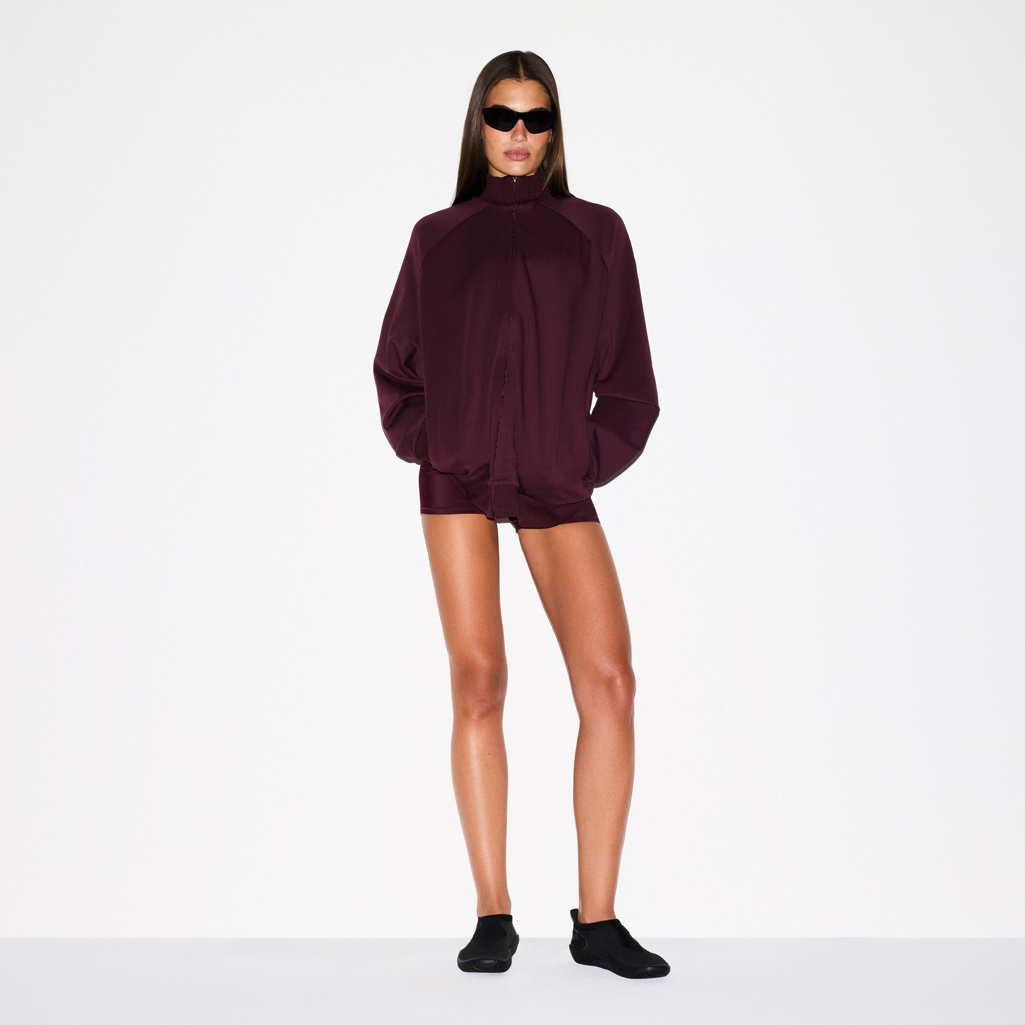 NikeSKIMS MATTE TRICOT OVERSIZED TRACK JACKET | CURRANT - Image 4