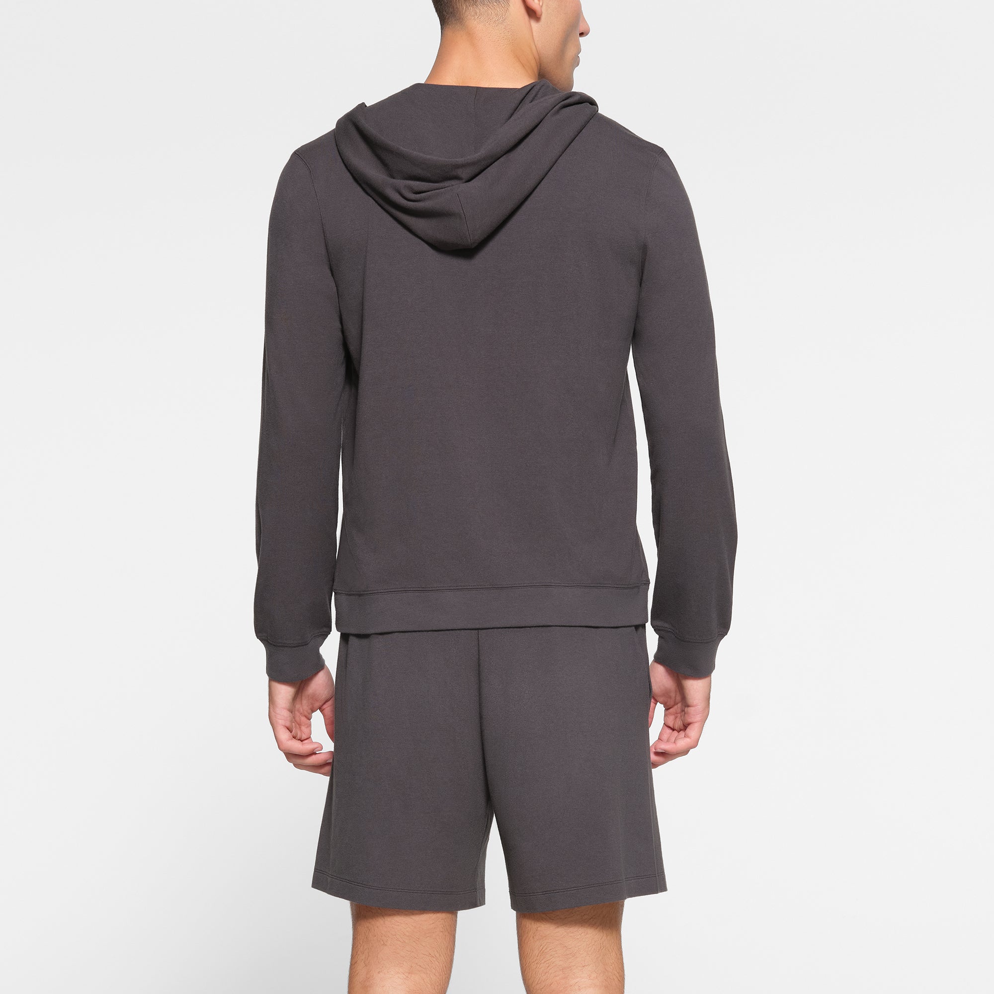 JERSEY LOUNGE MENS ZIP UP HOODIE | ASH - Image 4