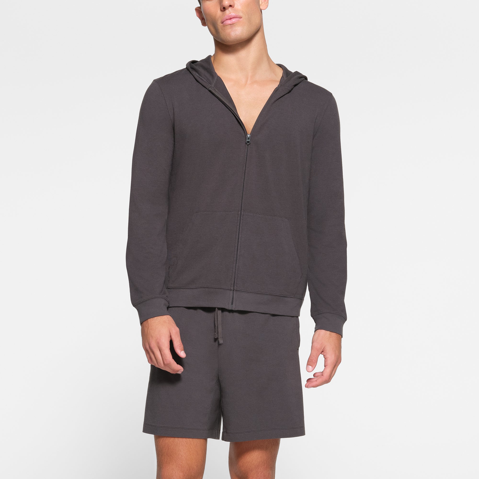 JERSEY LOUNGE MENS ZIP UP HOODIE | ASH - Image 2