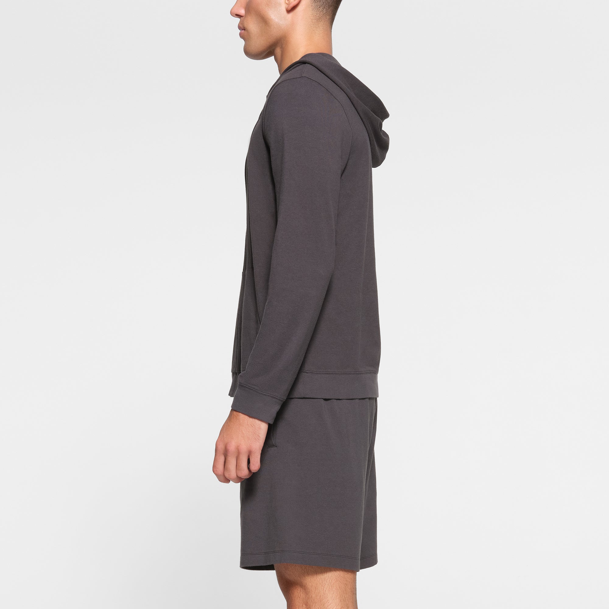 JERSEY LOUNGE MENS ZIP UP HOODIE | ASH - Image 3