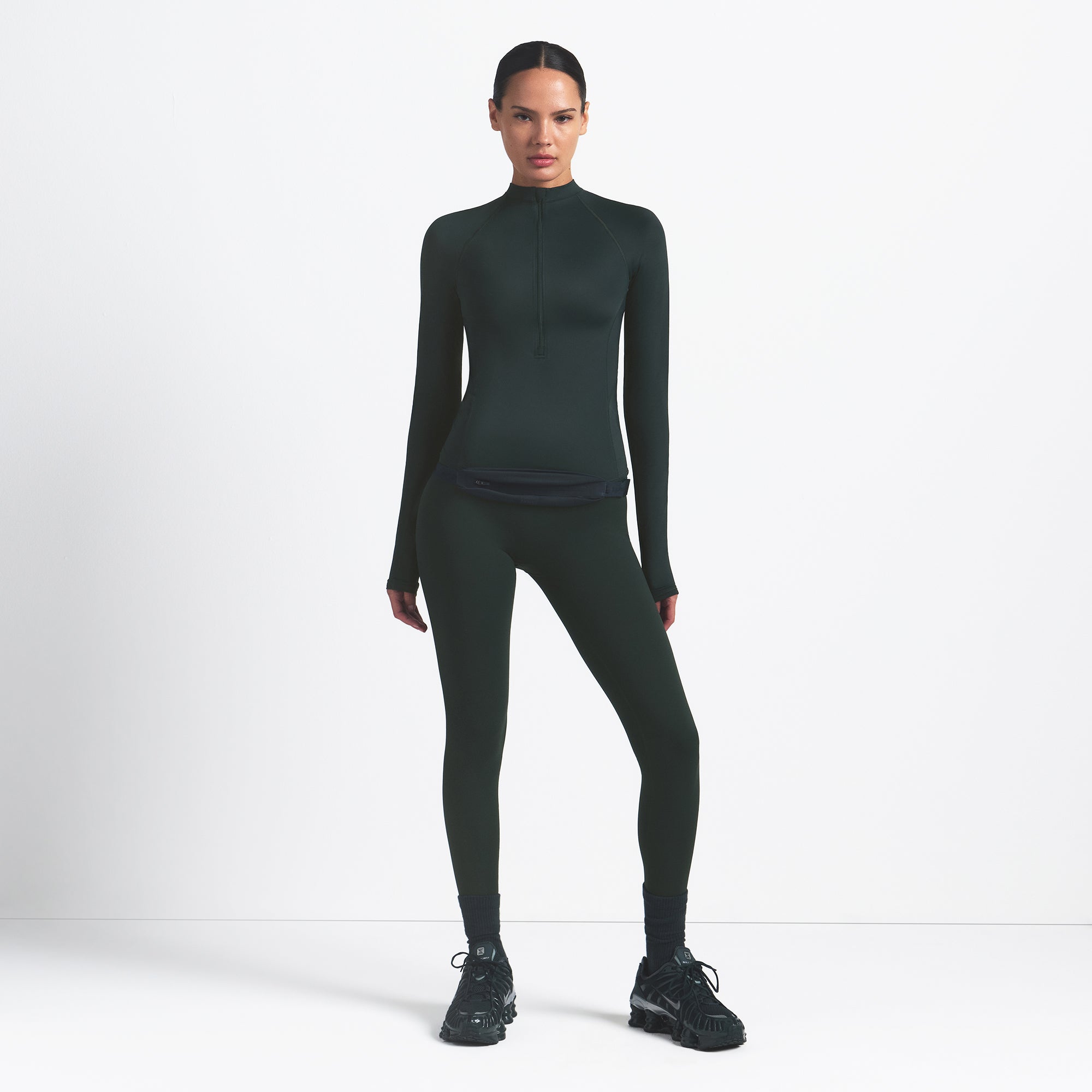 NikeSKIMS SHINE LONG SLEEVE HALF ZIP | DARK TEAL - Image 2