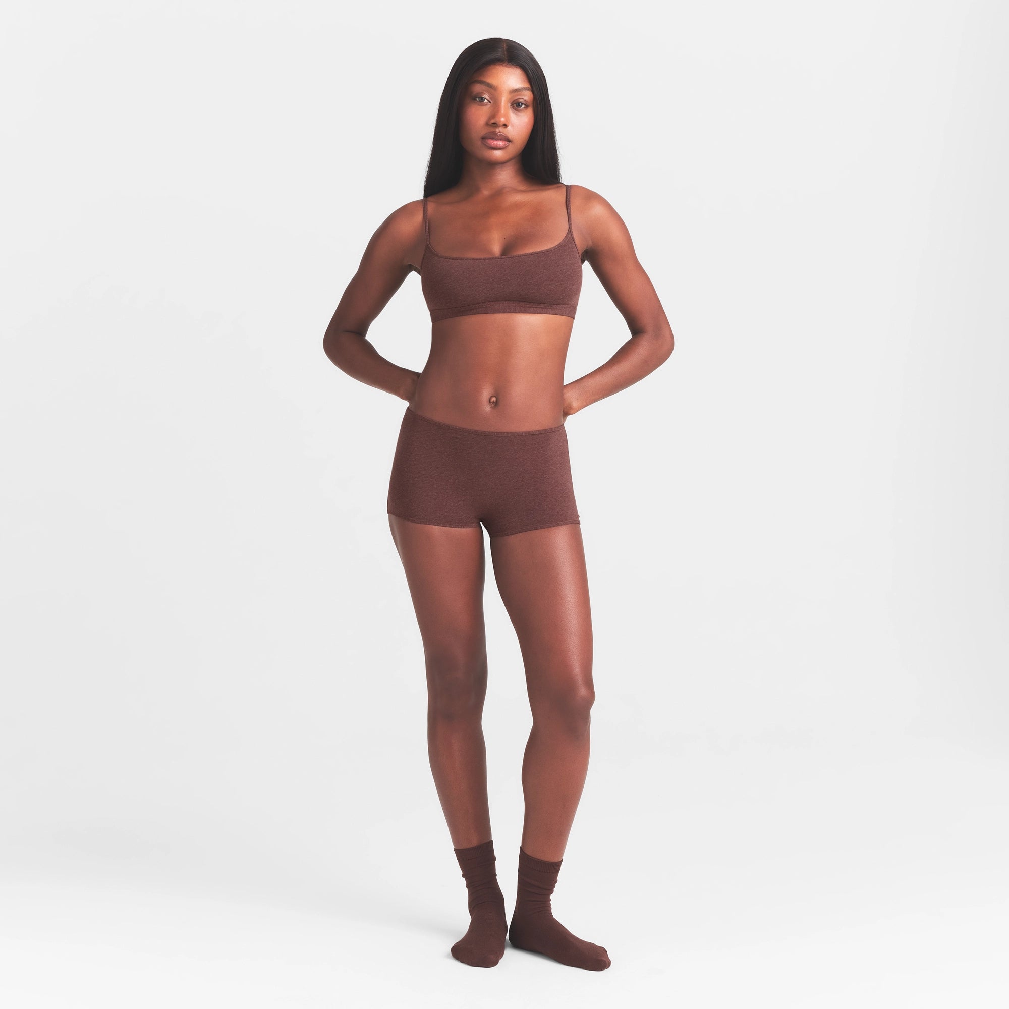 EVERYDAY COTTON BOY SHORT | COCOA HEATHER - Image 2