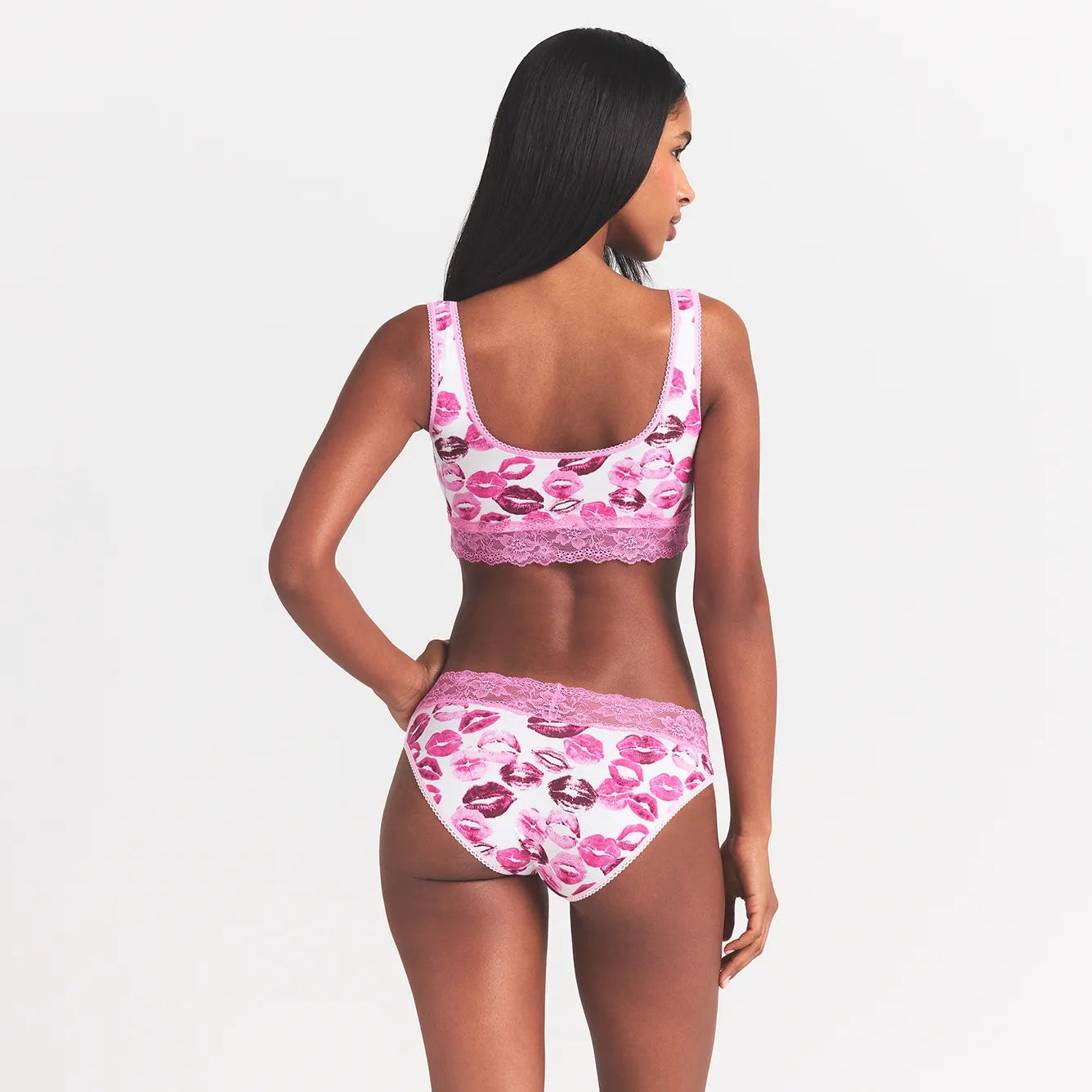 LIGHTWEIGHT COTTON WIDE LACE BRIEF | PINK ALLOVER LIPSTICK - Image 7