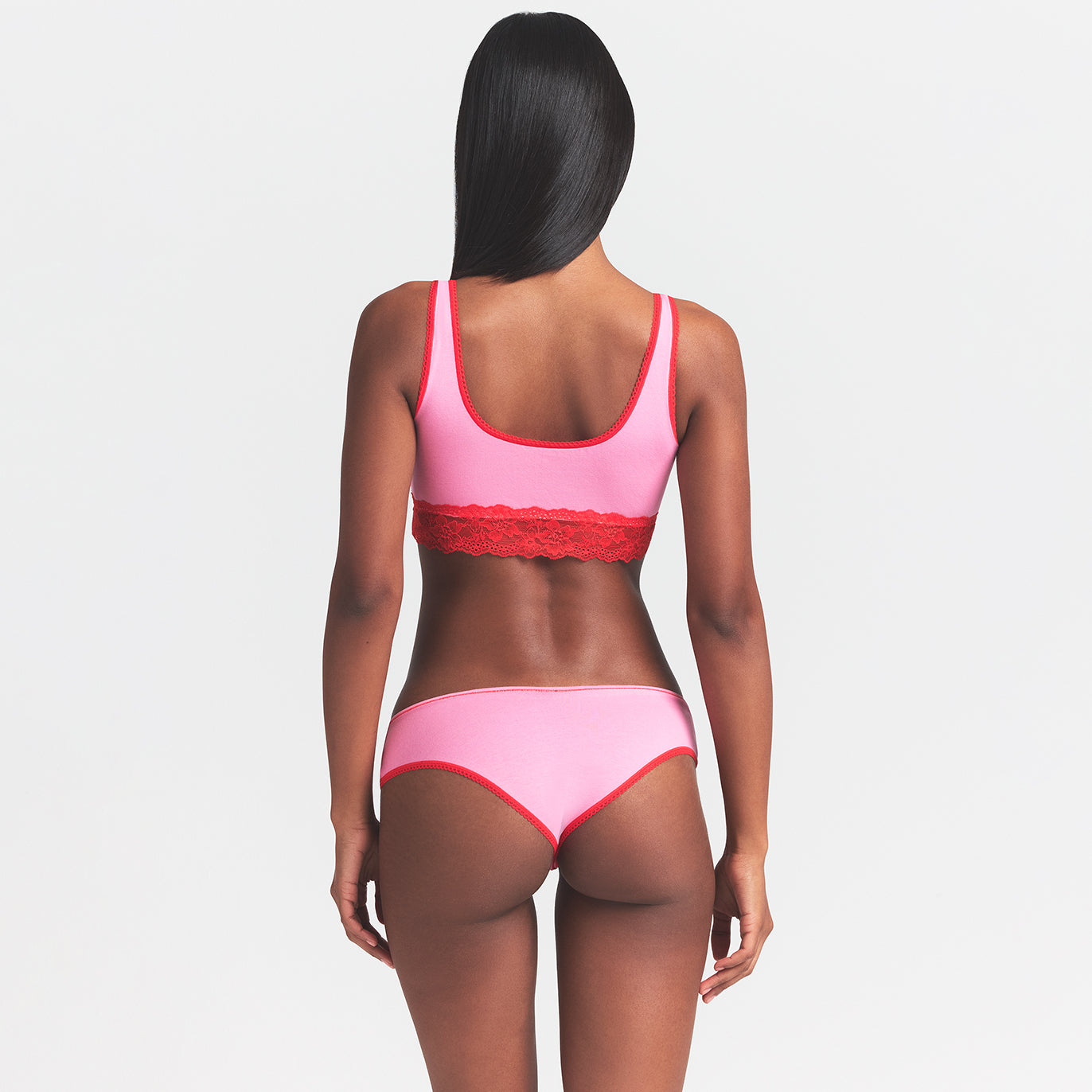 LIGHTWEIGHT COTTON LACE HIPSTER | CARNATION CONTRAST - Image 4