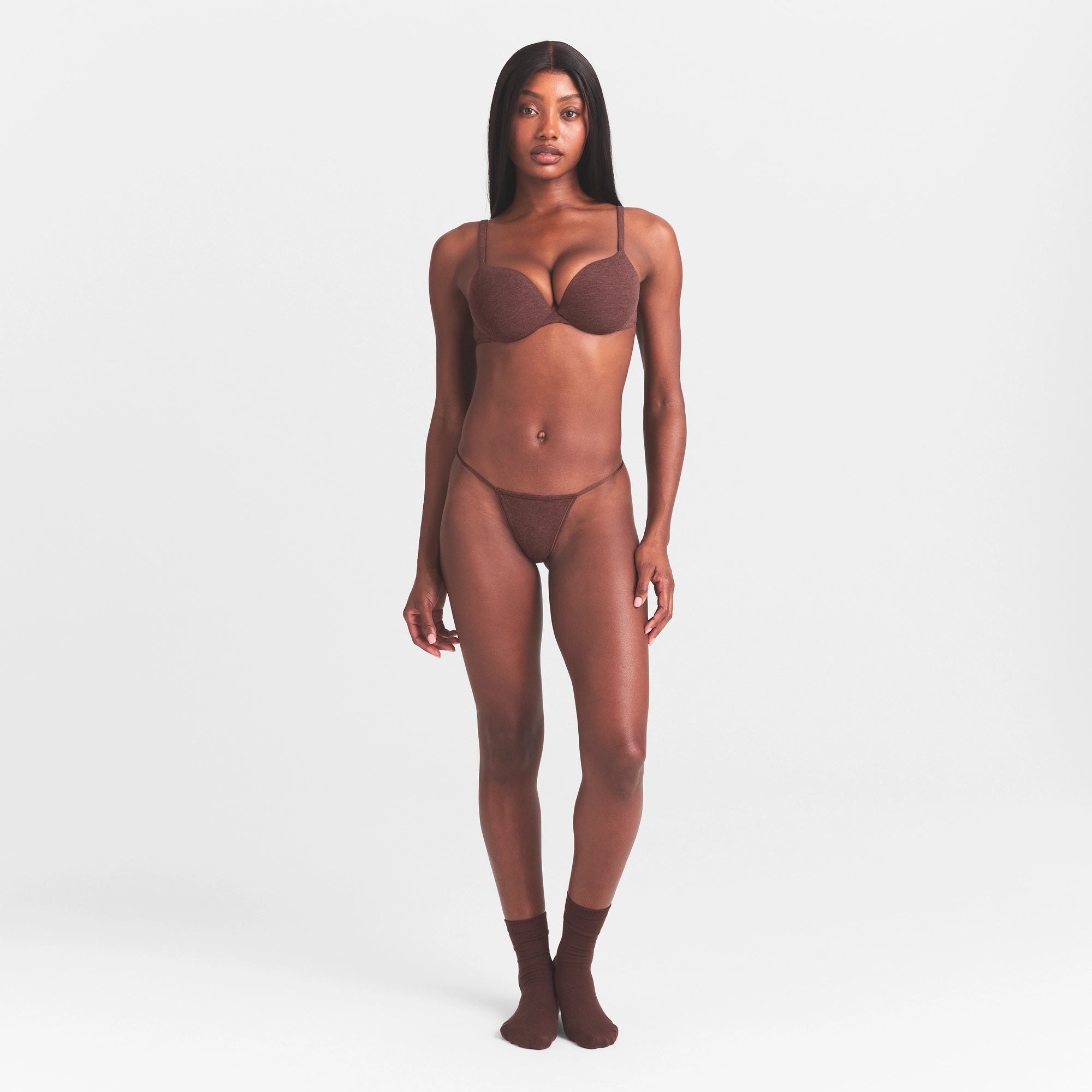 EVERYDAY COTTON STRING THONG | COCOA HEATHER - Image 2