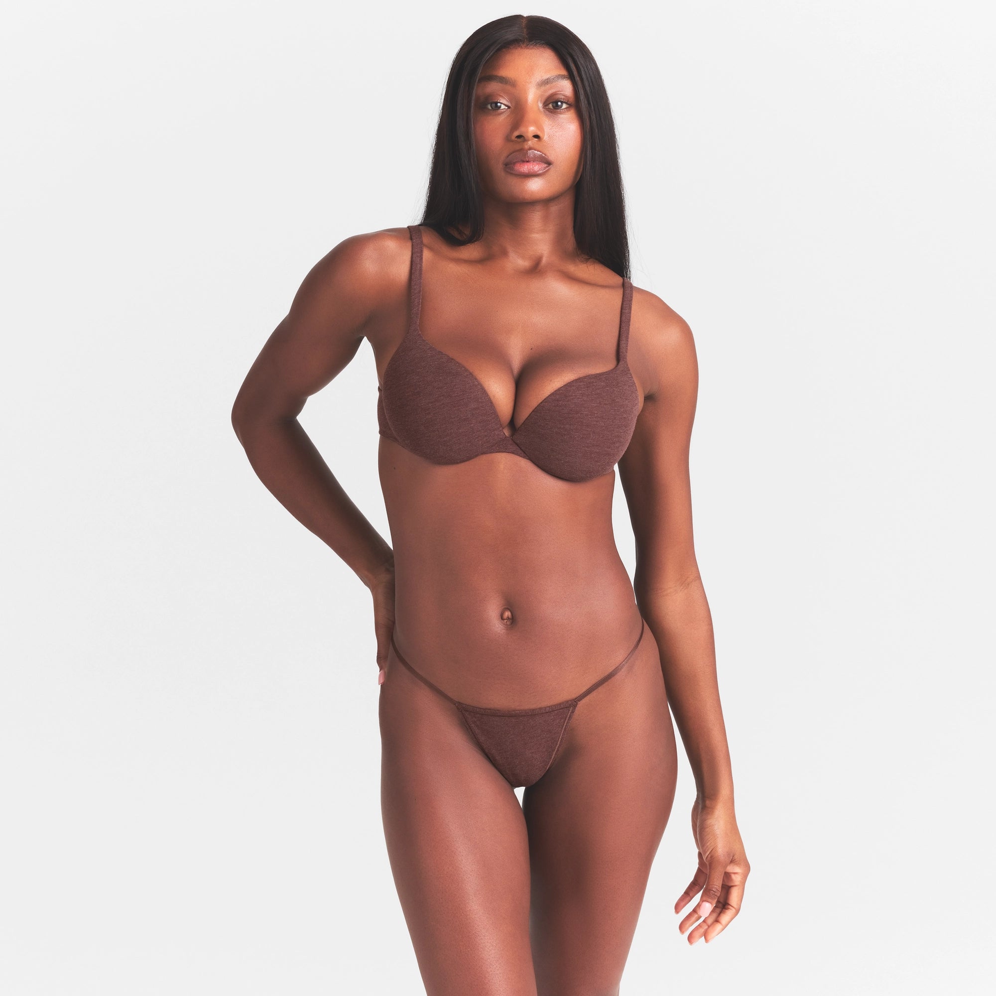 EVERYDAY COTTON STRING THONG | COCOA HEATHER - Image 4