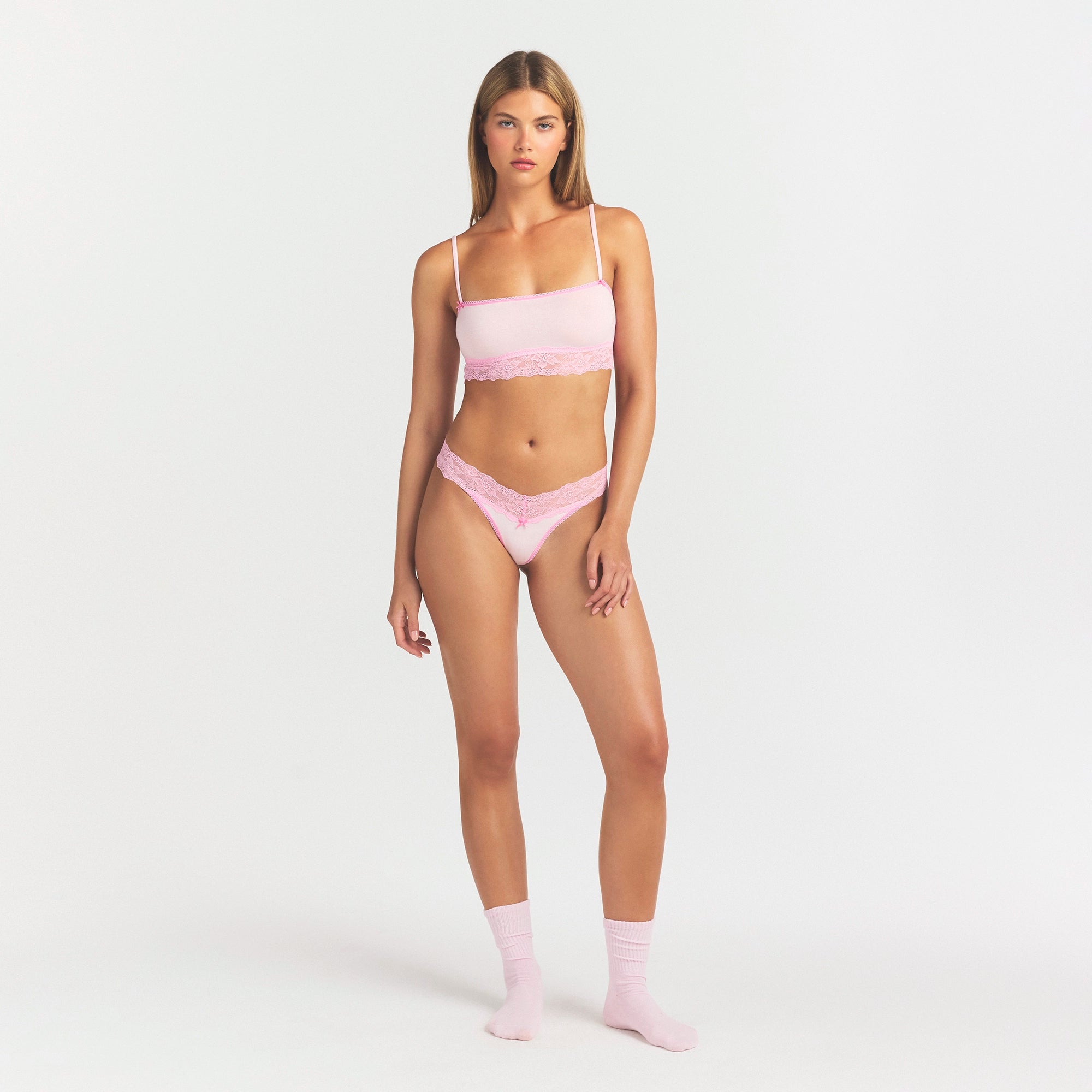 LIGHTWEIGHT COTTON WIDE LACE THONG | CHERRY BLOSSOM TONAL - Image 2
