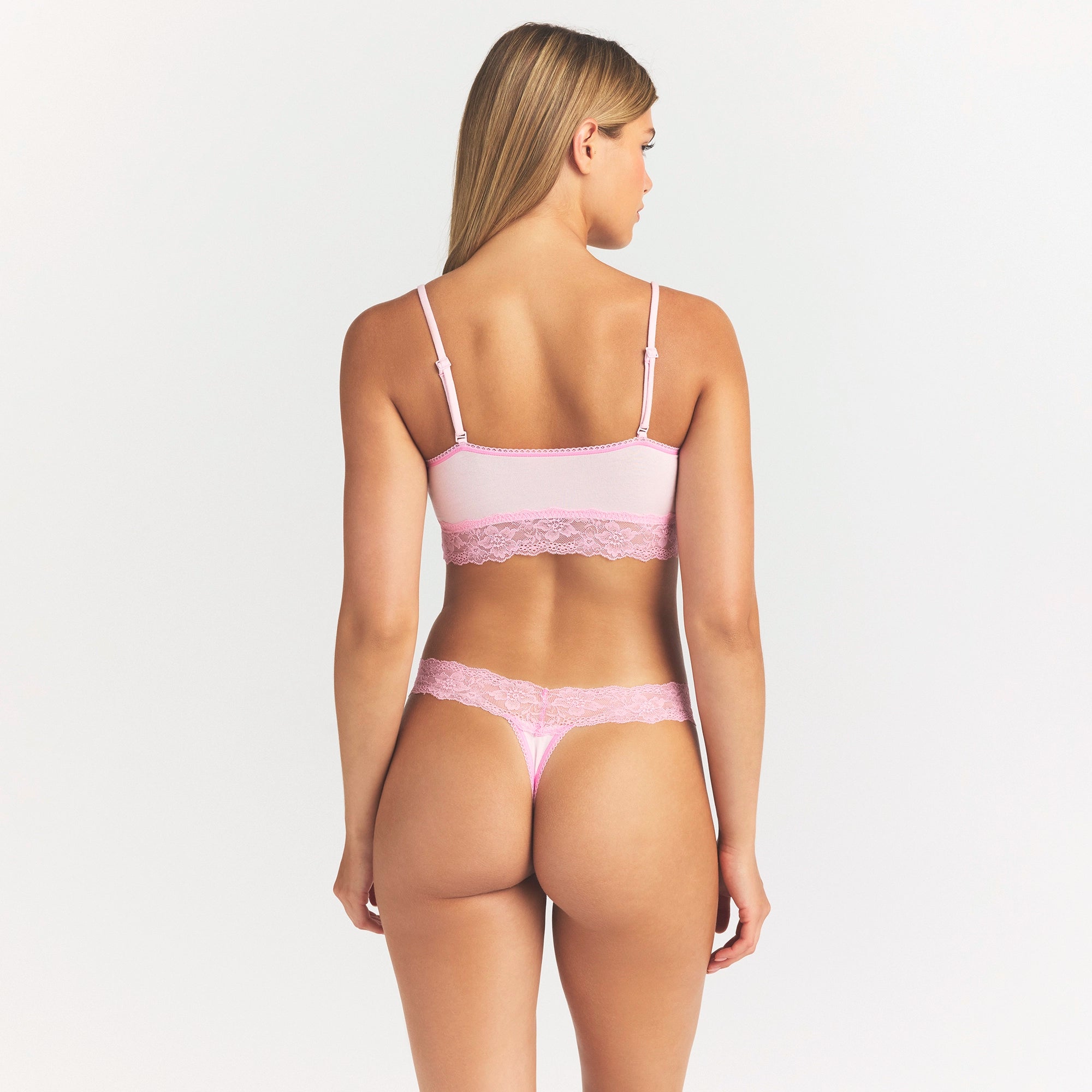LIGHTWEIGHT COTTON WIDE LACE THONG | CHERRY BLOSSOM TONAL - Image 4