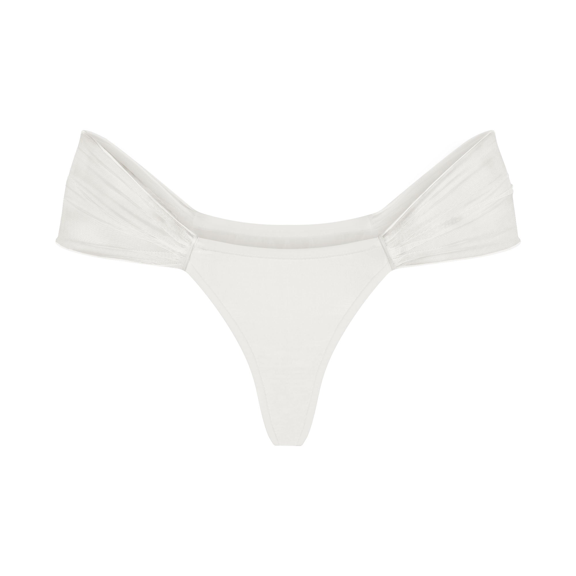 ULTRA FINE MESH DRAPED THONG | IVORY