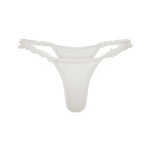 ULTRA FINE MESH RUFFLE STRING THONG | IVORY