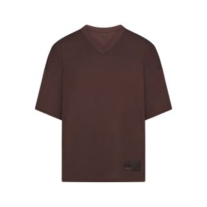 NikeSKIMS AIRY V-NECK OVERSIZED TOP | DARK SEPIA