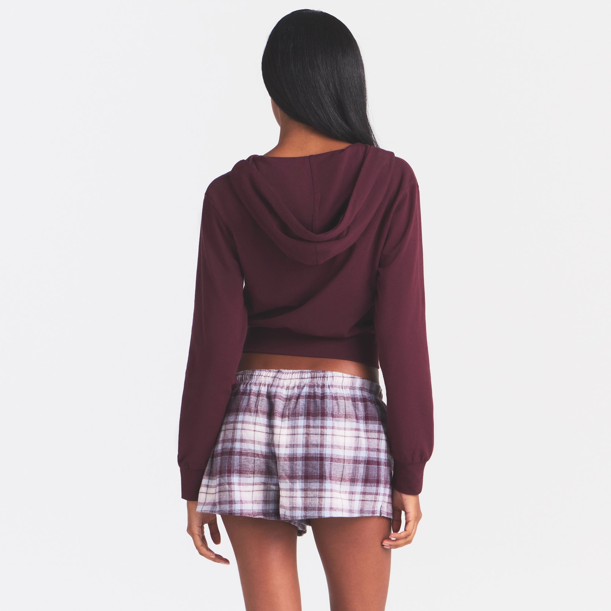 COTTON JERSEY ZIP UP HOODIE | CURRANT - Image 4