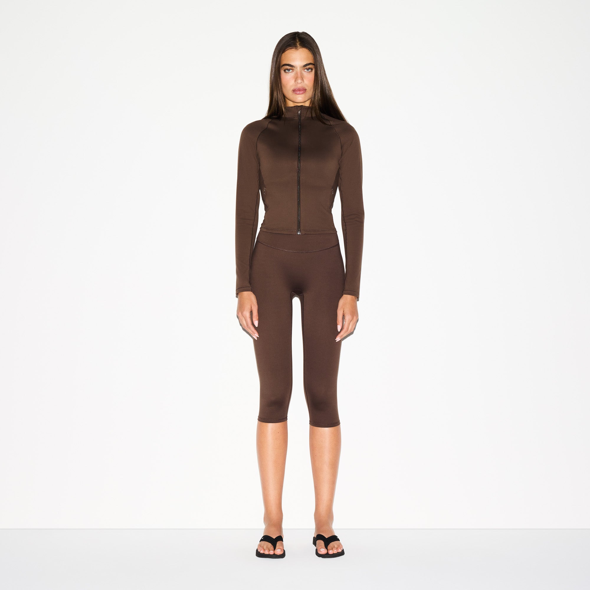 NikeSKIMS MATTE MOCK NECK FULL ZIP JACKET | DARK SEPIA - Image 2