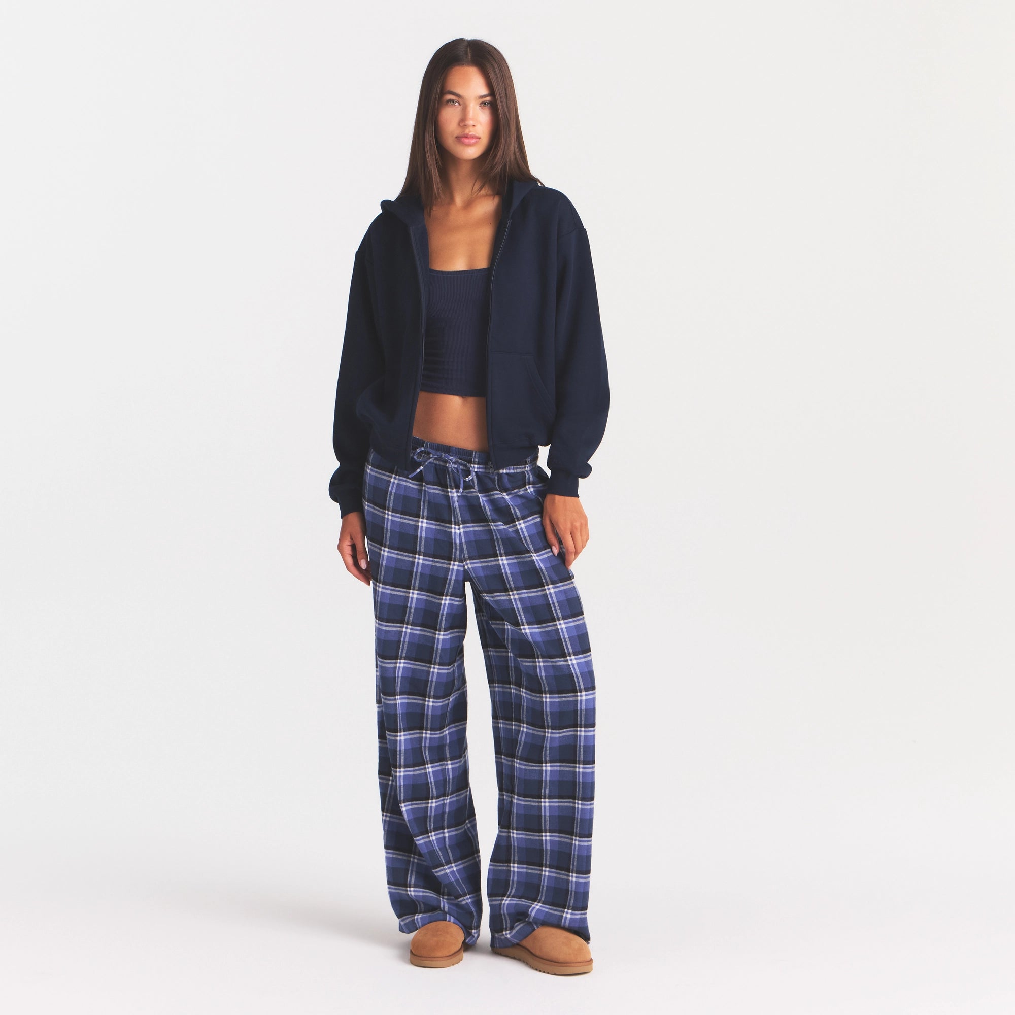 COTTON FLEECE CLASSIC ZIP UP HOODIE | NAVY - Image 2