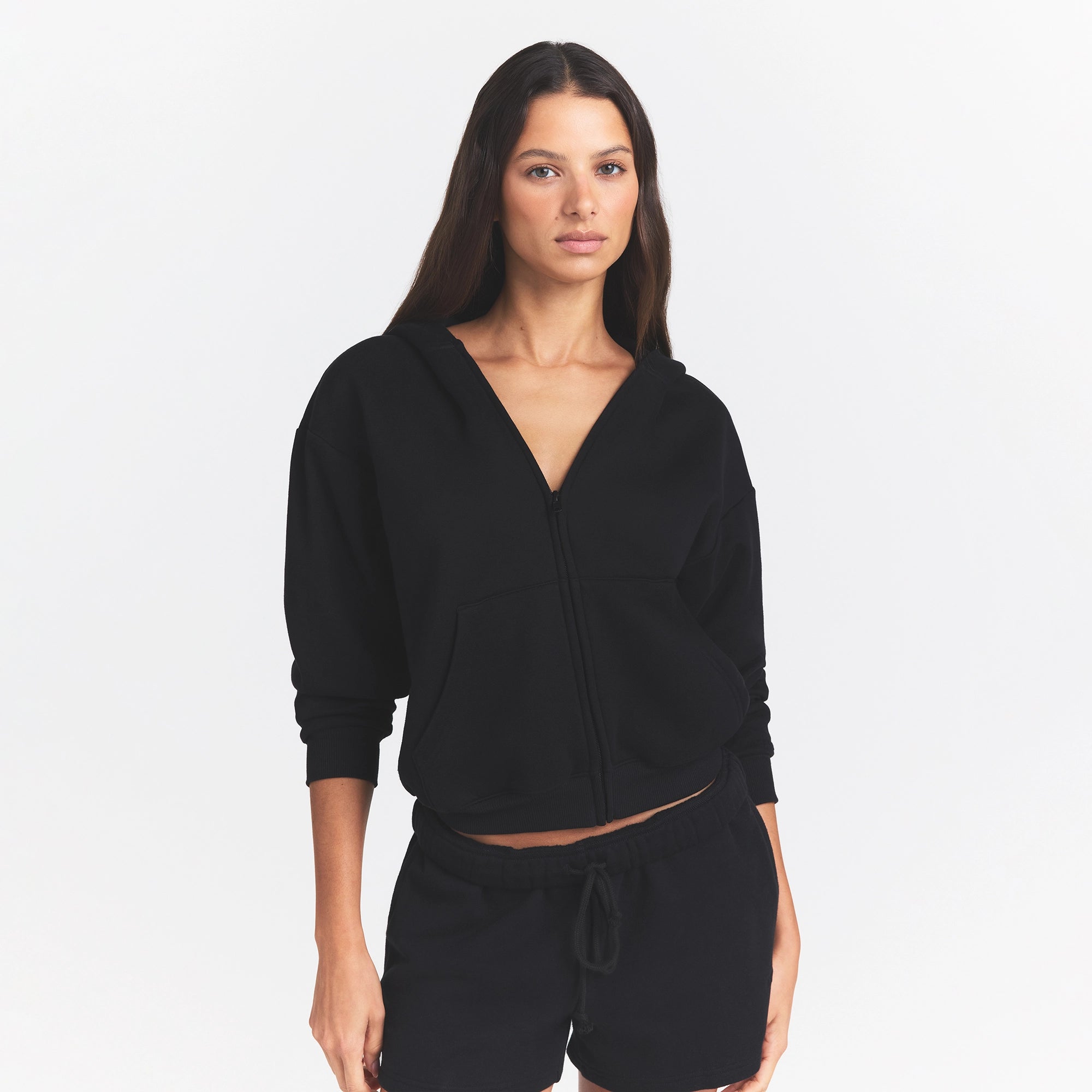 COTTON FLEECE CLASSIC ZIP UP HOODIE | ONYX - Image 3