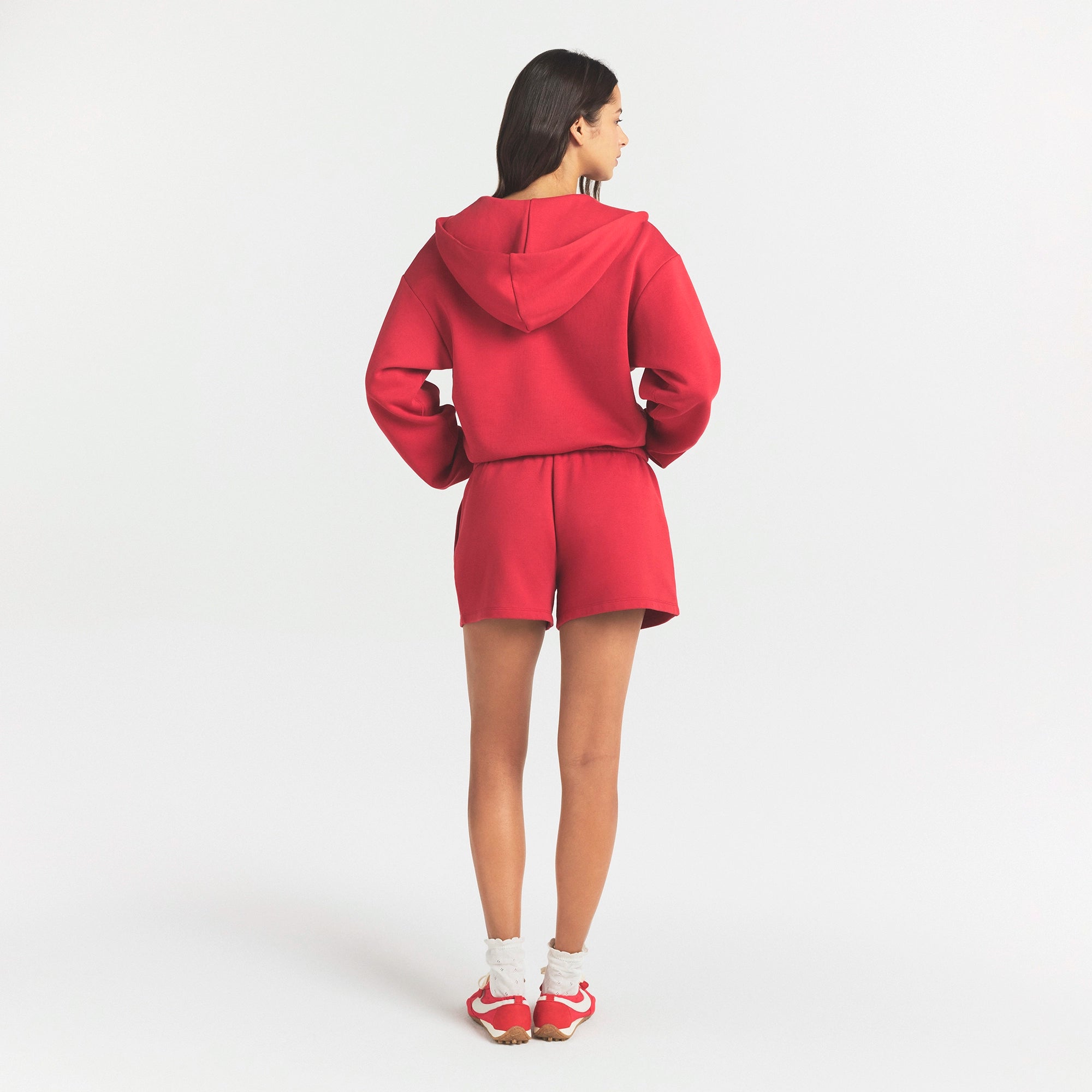 COTTON FLEECE CLASSIC ZIP UP HOODIE | WASHED RED - Image 4