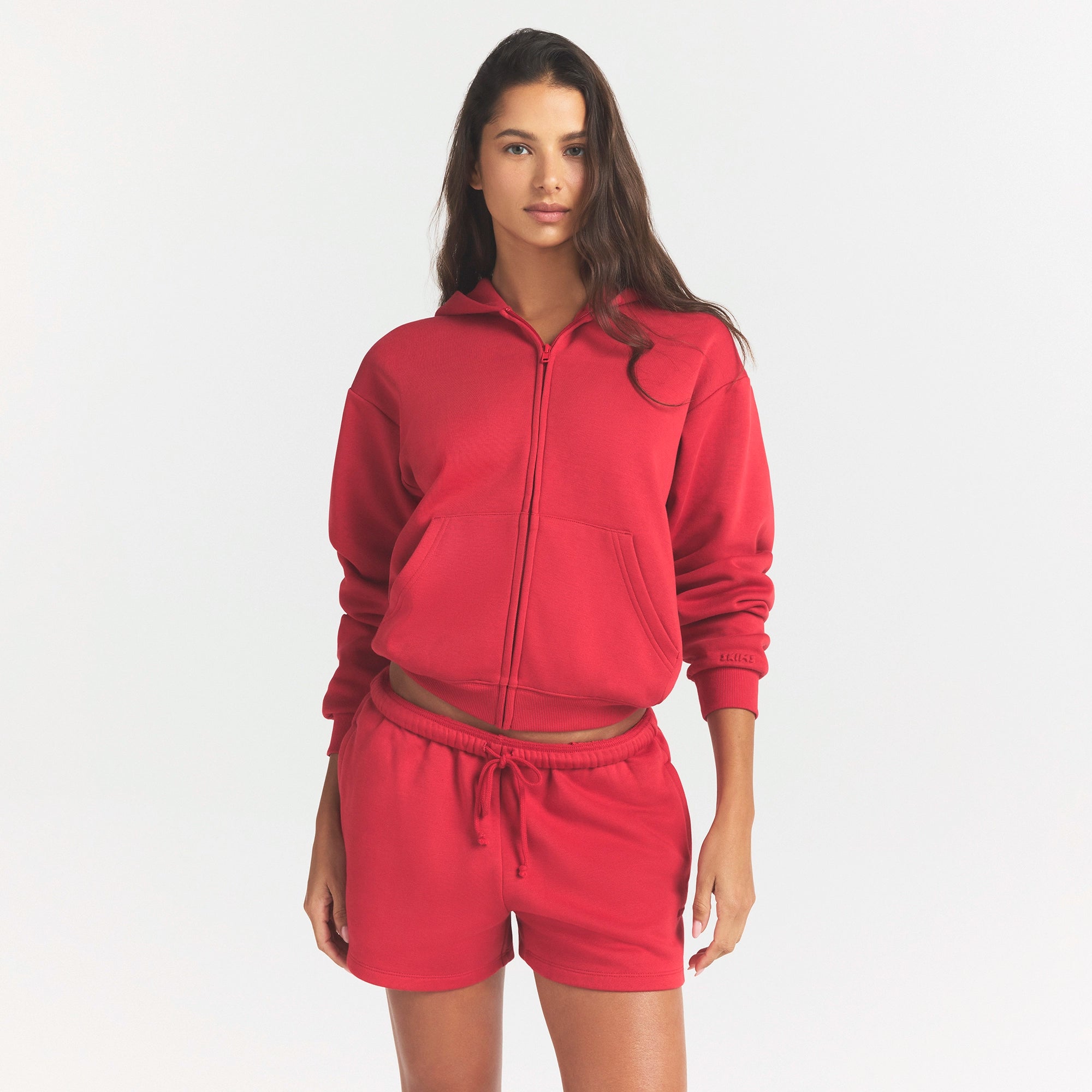 COTTON FLEECE CLASSIC ZIP UP HOODIE | WASHED RED - Image 3