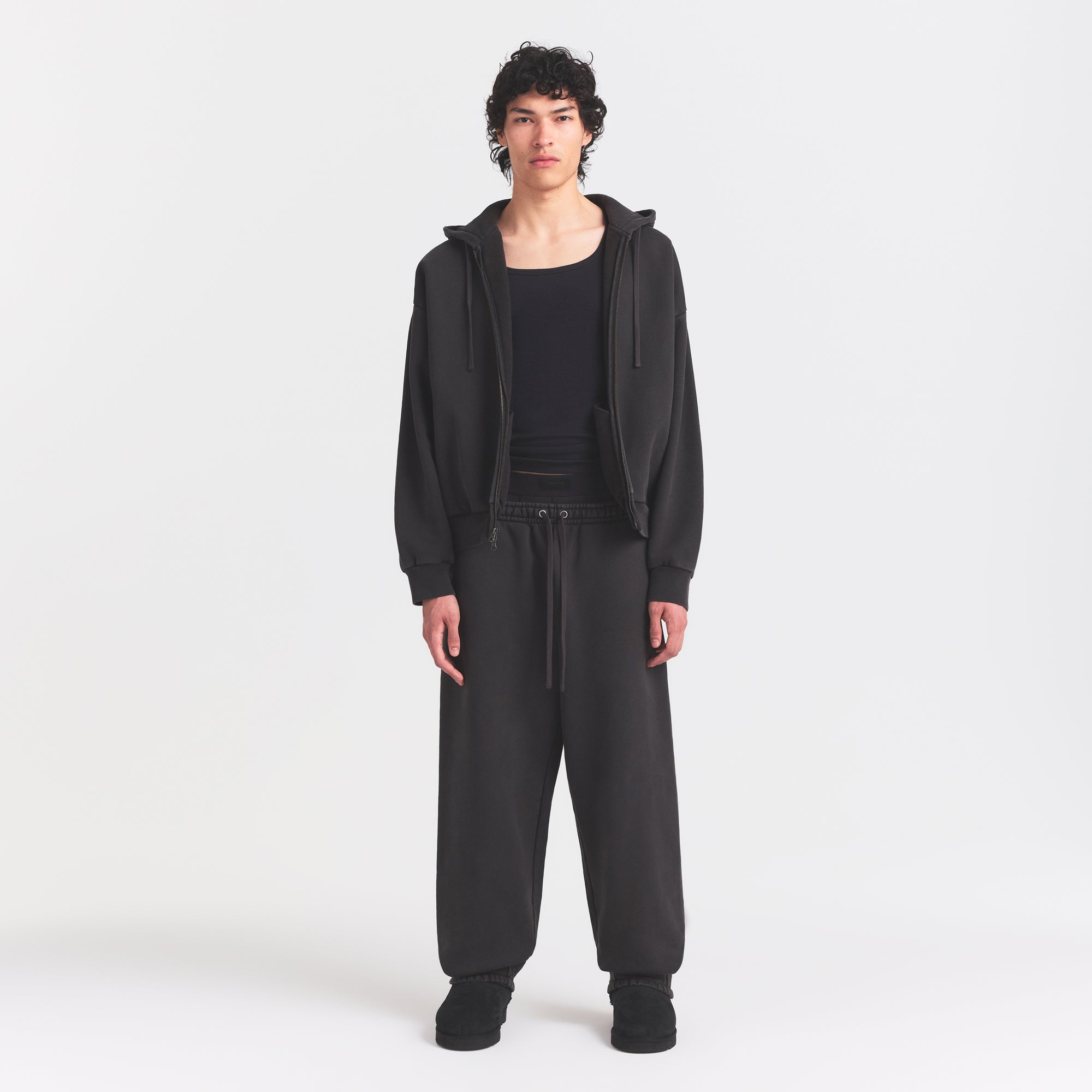 HEAVYWEIGHT FLEECE ZIP UP HOODIE | WASHED ONYX - Image 2