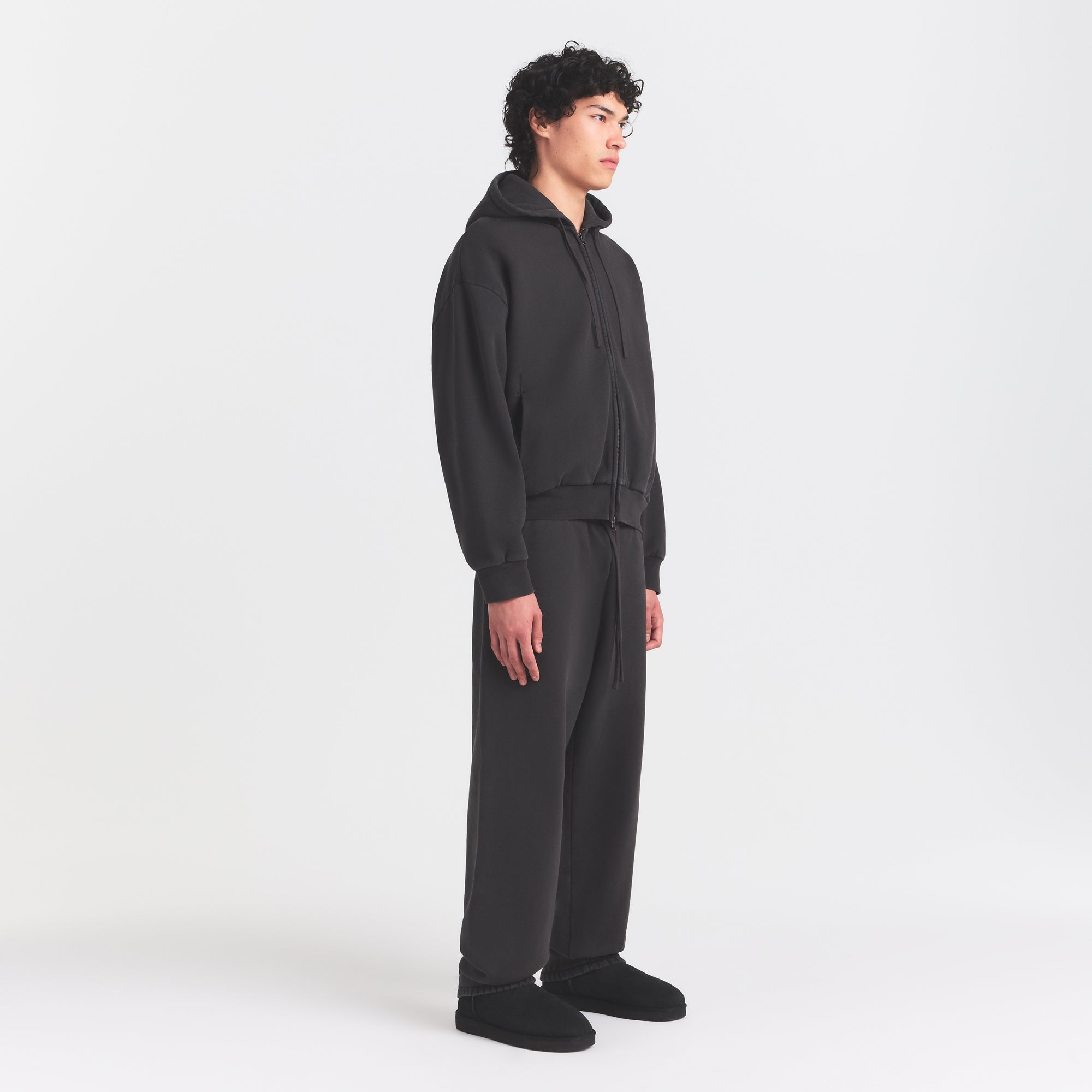 HEAVYWEIGHT FLEECE ZIP UP HOODIE | WASHED ONYX - Image 3