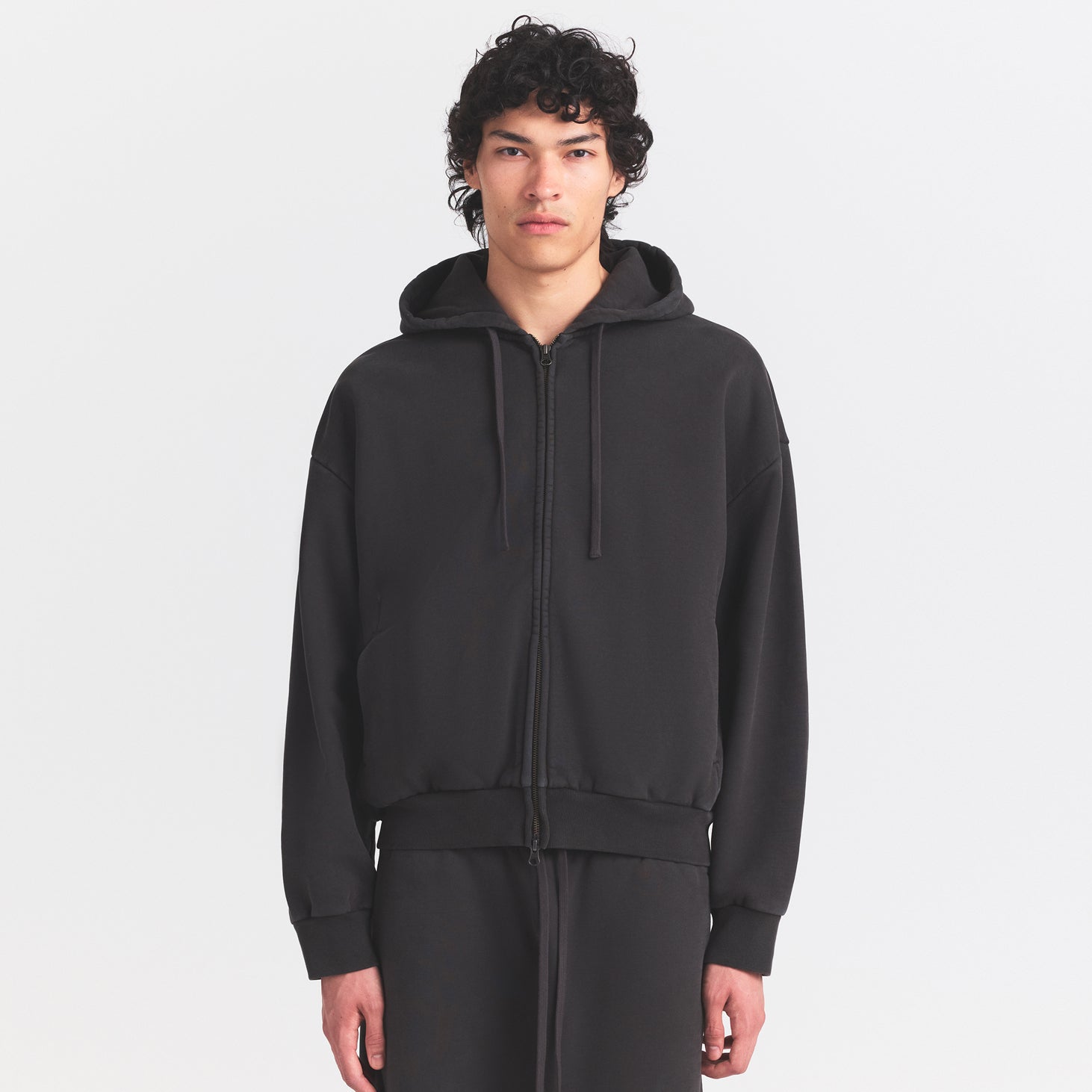 HEAVYWEIGHT FLEECE ZIP UP HOODIE | WASHED ONYX - Image 4