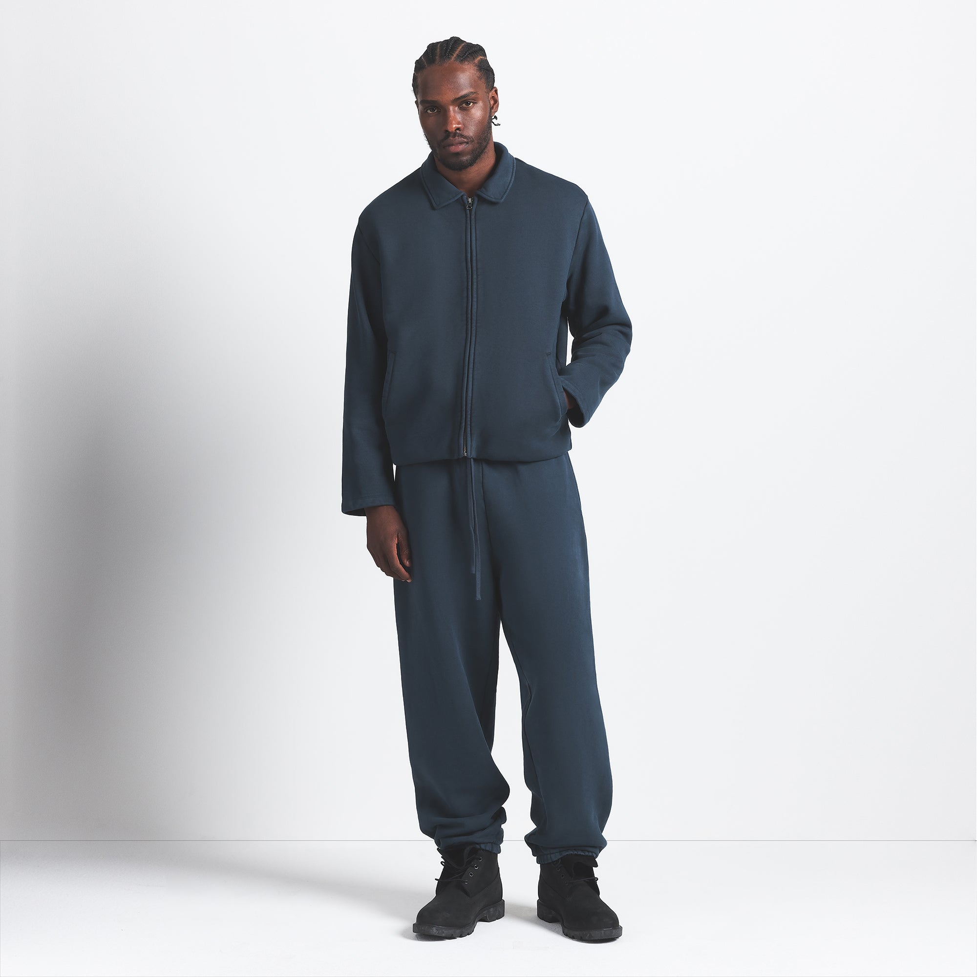 HEAVYWEIGHT FLEECE MENS SHERPA-LINED ZIP UP JACKET | NAVY - Image 5