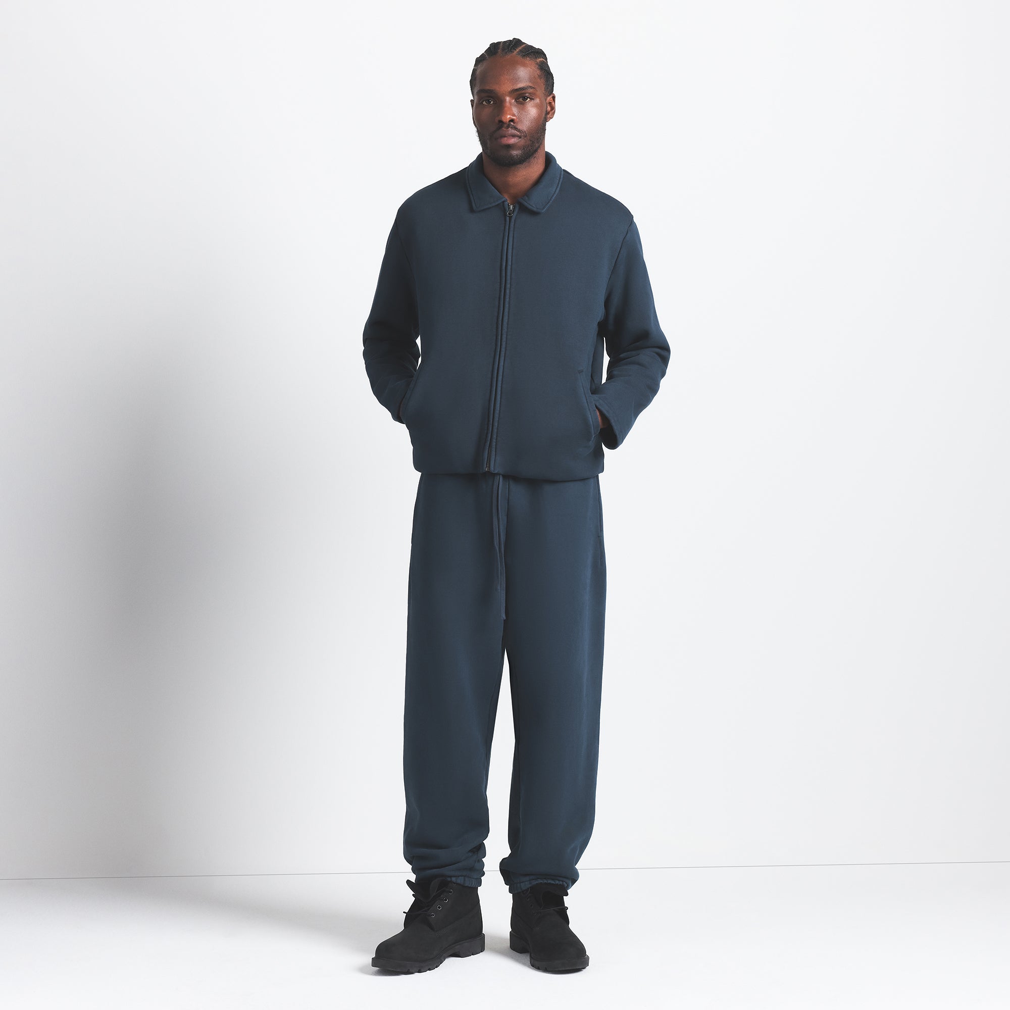 HEAVYWEIGHT FLEECE MENS SHERPA-LINED ZIP UP JACKET | NAVY - Image 2