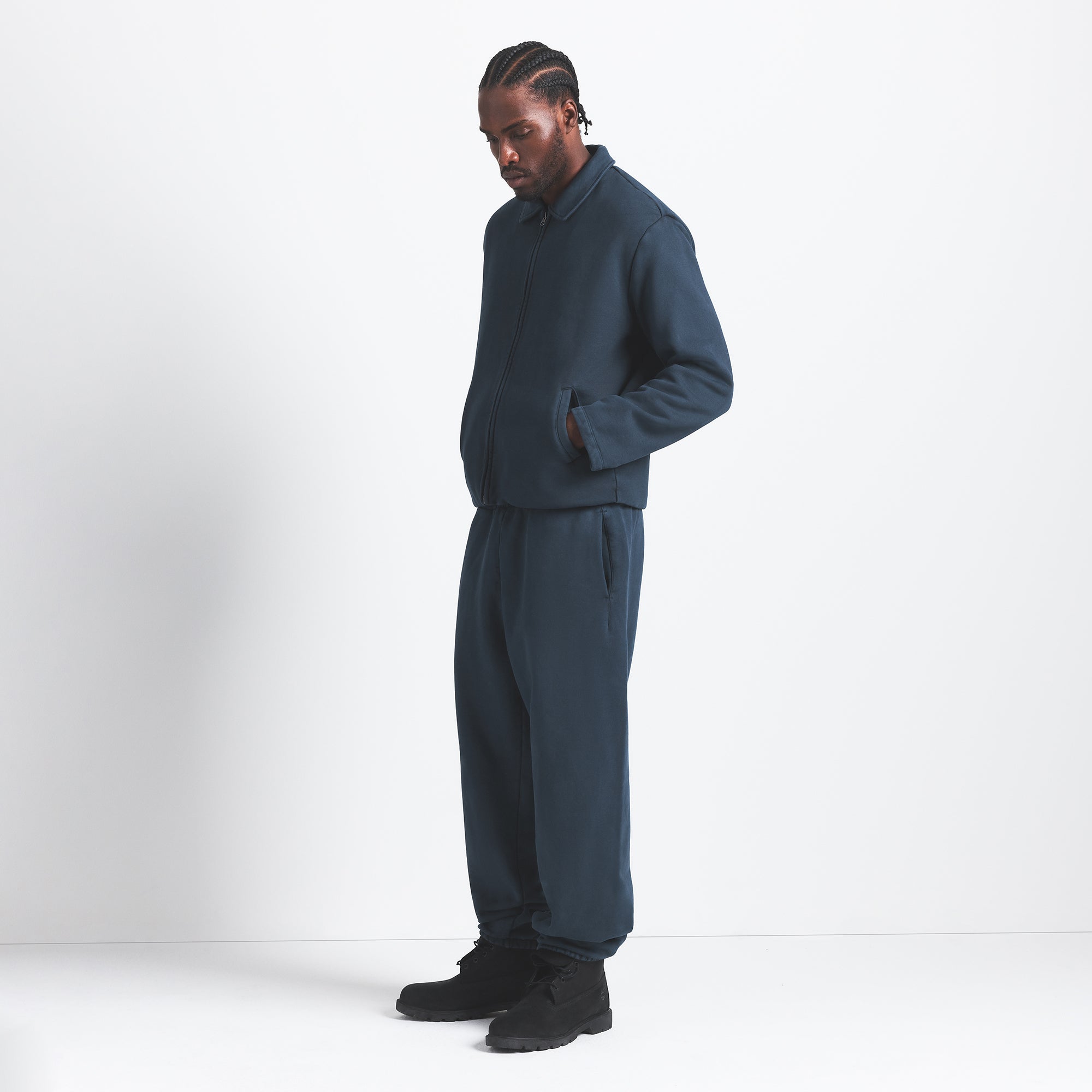 HEAVYWEIGHT FLEECE MENS SHERPA-LINED ZIP UP JACKET | NAVY - Image 4