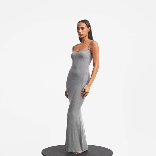 SOFT LOUNGE LONG SLIP DRESS | ONYX - Image 7